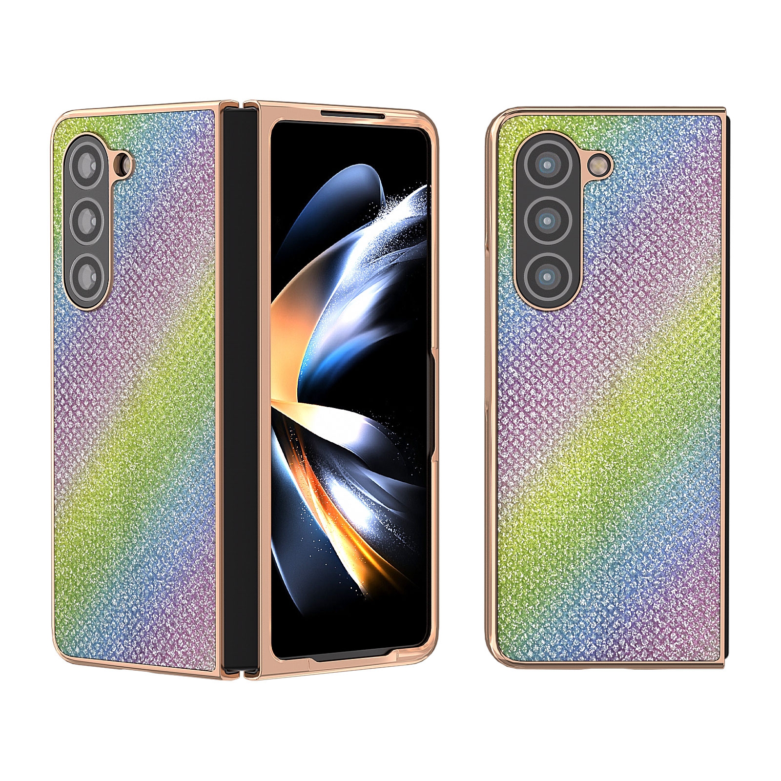 For Samsung Galaxy Z Fold5 Nano Plating Diamond Texture Phone Case(Rainbow) For Samsung Galaxy Z Fold5 Nano Plating Diamond Texture Phone Case(Rainbow)