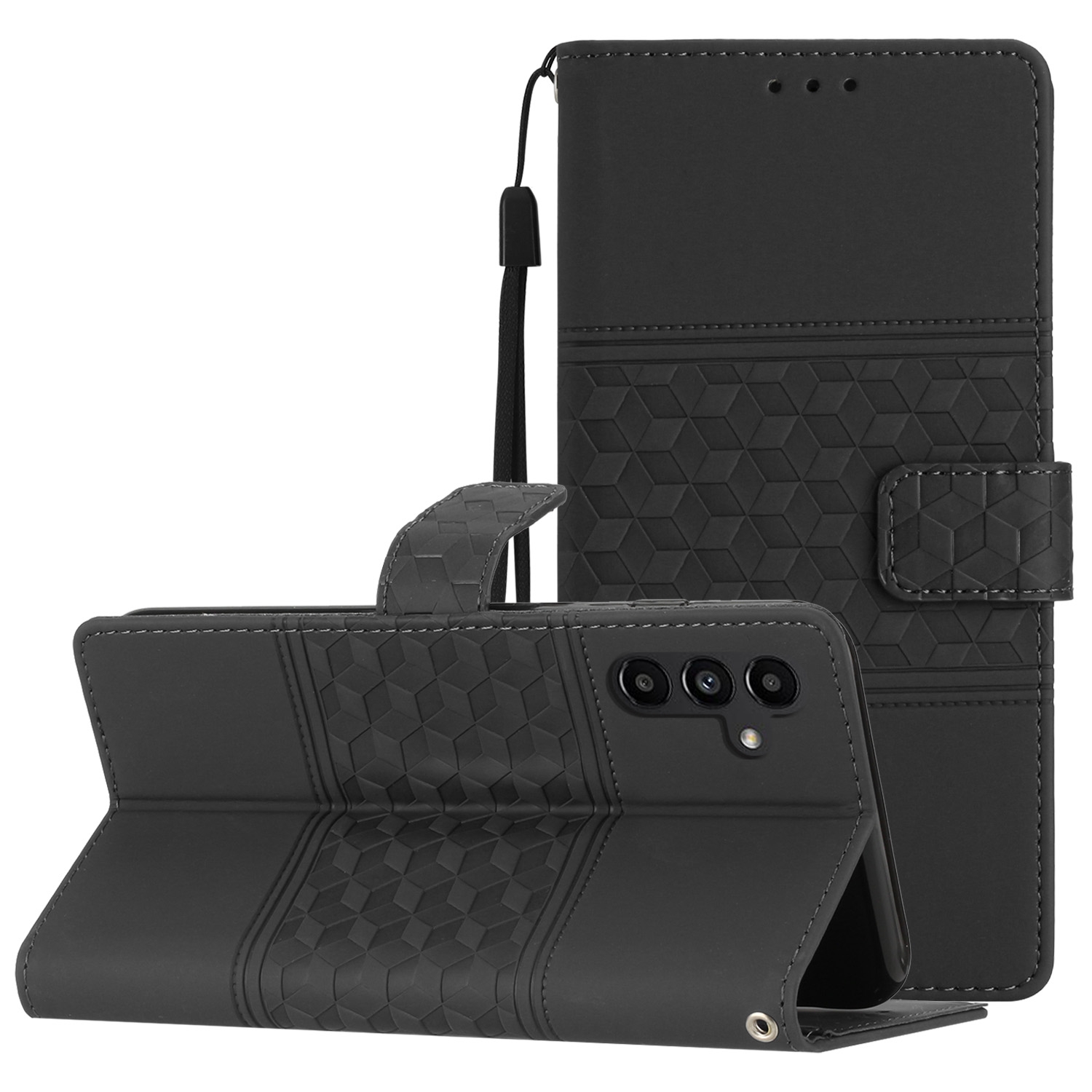 For Samsung Galaxy S23 FE 5G Diamond Embossed Skin Feel Leather Phone Case(Black) For Samsung Galaxy S23 FE 5G Diamond Embossed Skin Feel Leather Phone Case(Black)