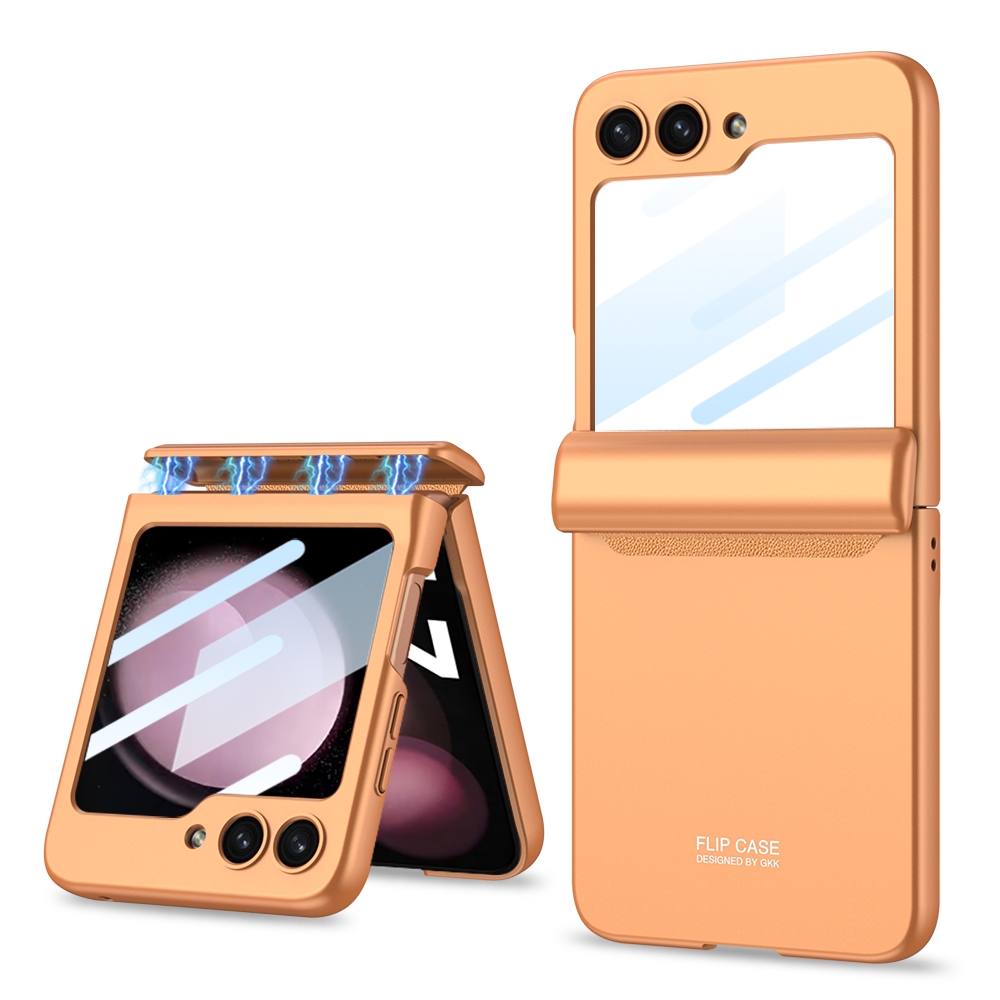 For Samsung Galaxy Z Flip5 GKK Integrated Magnetic Full Coverage Folding Phone Case(Orange) For Samsung Galaxy Z Flip5 GKK Integrated Magnetic Full Coverage Folding Phone Case(Orange)