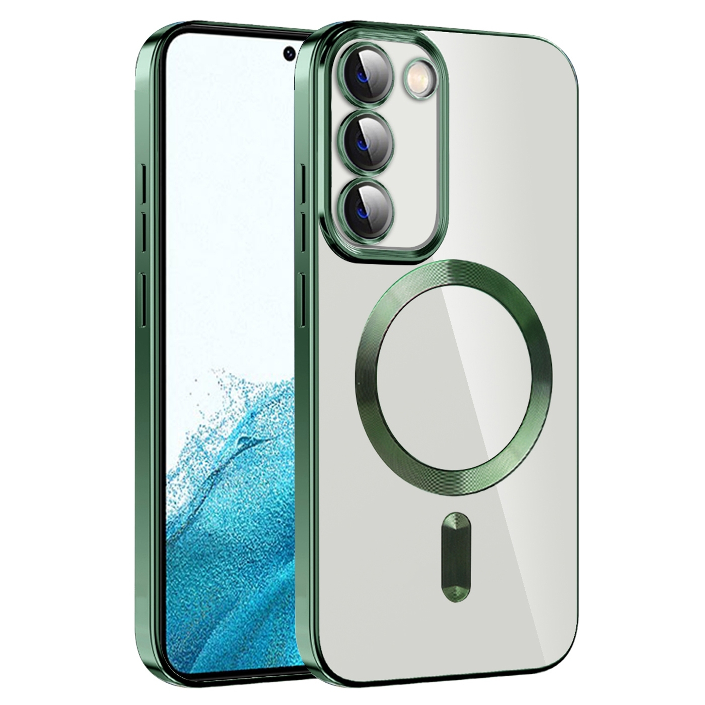 For Samsung Galaxy S22 5G CD Texture Plating TPU MagSafe Phone Case with Lens Film(Dark Green) For Samsung Galaxy S22 5G CD Texture Plating TPU MagSafe Phone Case with Lens Film(Dark Green)