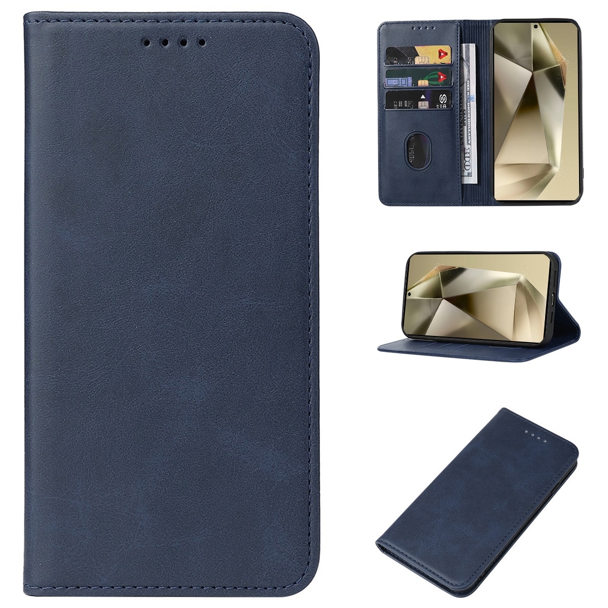 For Samsung Galaxy S24 Ultra 5G Magnetic Closure Leather Phone Case(Blue) For Samsung Galaxy S24 Ultra 5G Magnetic Closure Leather Phone Case(Blue)