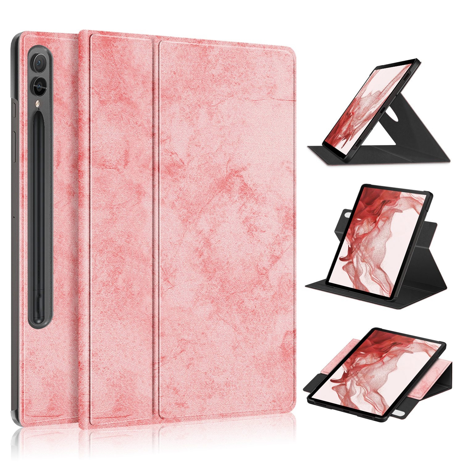 For Samsung Galaxy Tab S9 360 Rotation Stand Smart Leather Tablet Case(Pink) For Samsung Galaxy Tab S9 360 Rotation Stand Smart Leather Tablet Case(Pink)