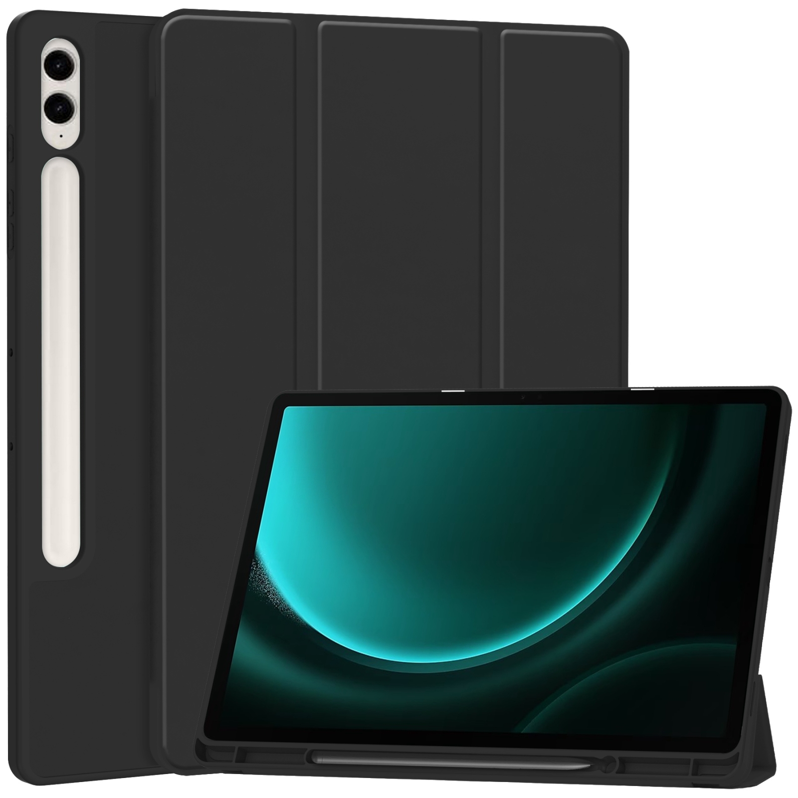 For Samsung Galaxy Tab S9 FE+ / S10+ 3-Fold Pure Color TPU Smart Leather Tablet Case with Pen Slot(Black) For Samsung Galaxy Tab S9 FE+ / S10+ 3-Fold Pure Color TPU Smart Leather Tablet Case with Pen Slot(Black)