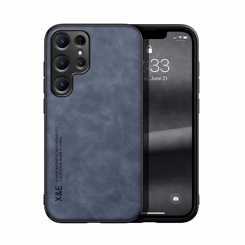 For Samsung Galaxy S24 Ultra 5G Skin Feel Magnetic Leather Back Phone Case(Blue) For Samsung Galaxy S24 Ultra 5G Skin Feel Magnetic Leather Back Phone Case(Blue)