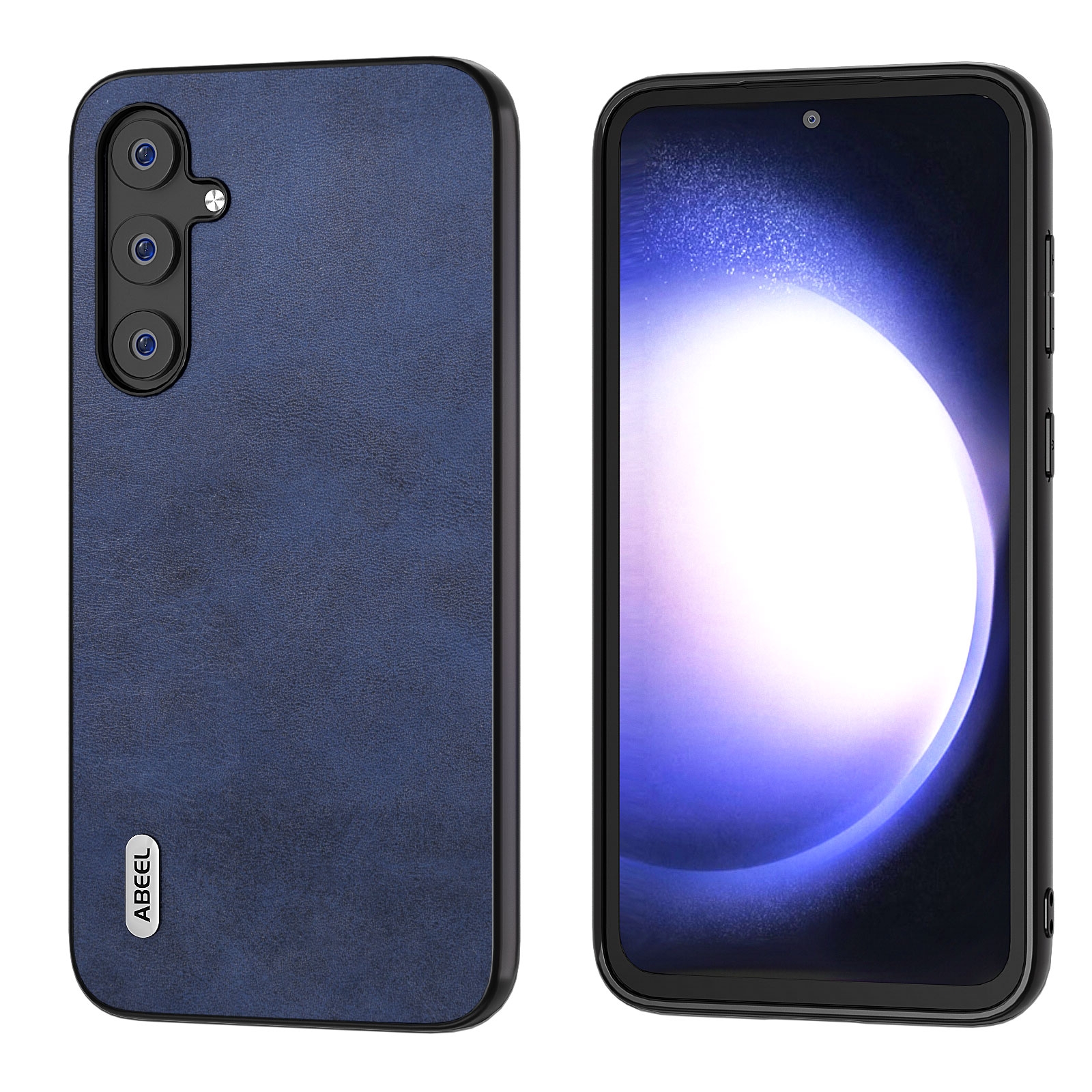 For Samsung Galaxy S23 FE 5G ABEEL Dual Color Cowhide Texture PU Phone Case(Blue) For Samsung Galaxy S23 FE 5G ABEEL Dual Color Cowhide Texture PU Phone Case(Blue)