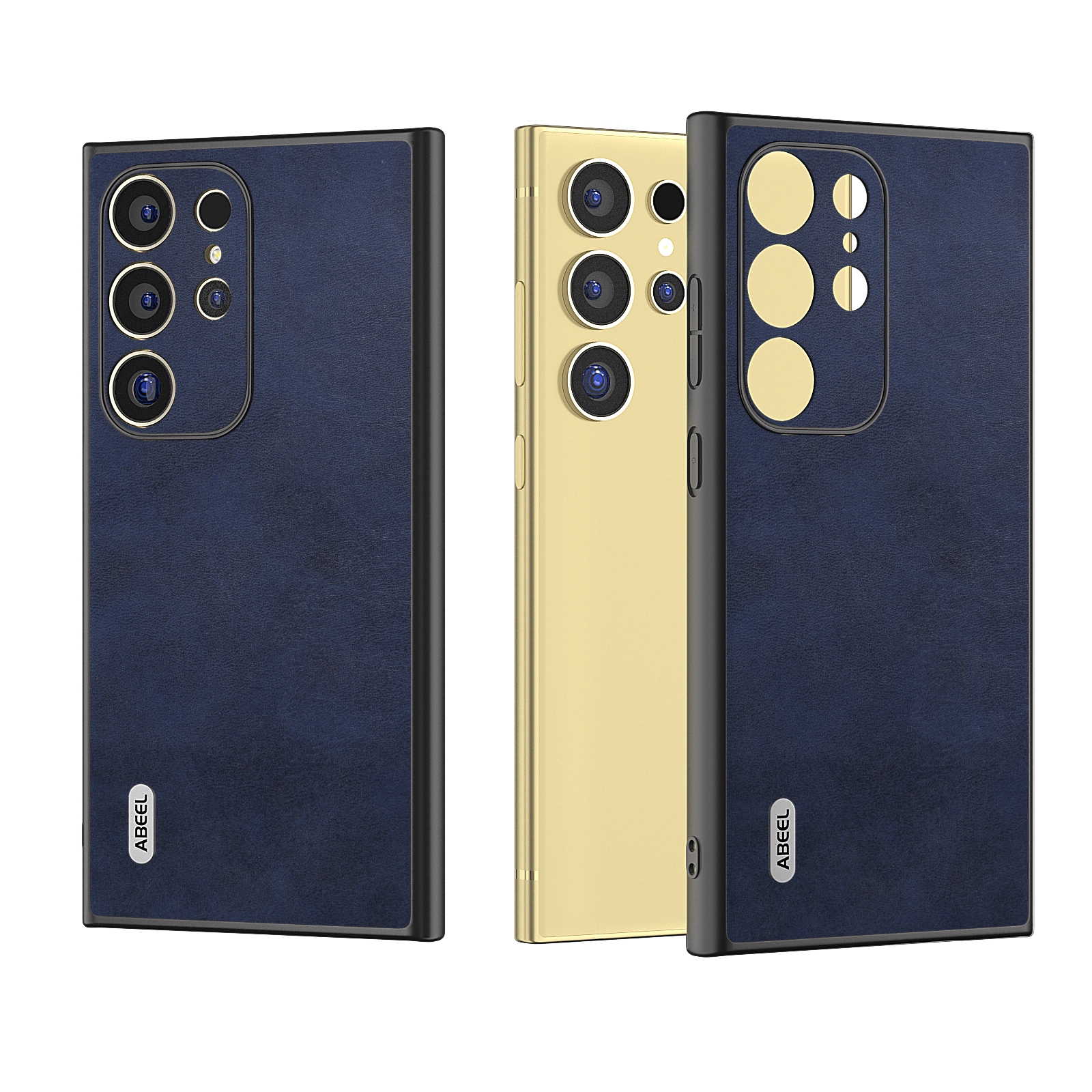 For Samsung Galaxy S24 Ultra 5G ABEEL Dual Color Cowhide Texture PU Phone Case(Blue) For Samsung Galaxy S24 Ultra 5G ABEEL Dual Color Cowhide Texture PU Phone Case(Blue)