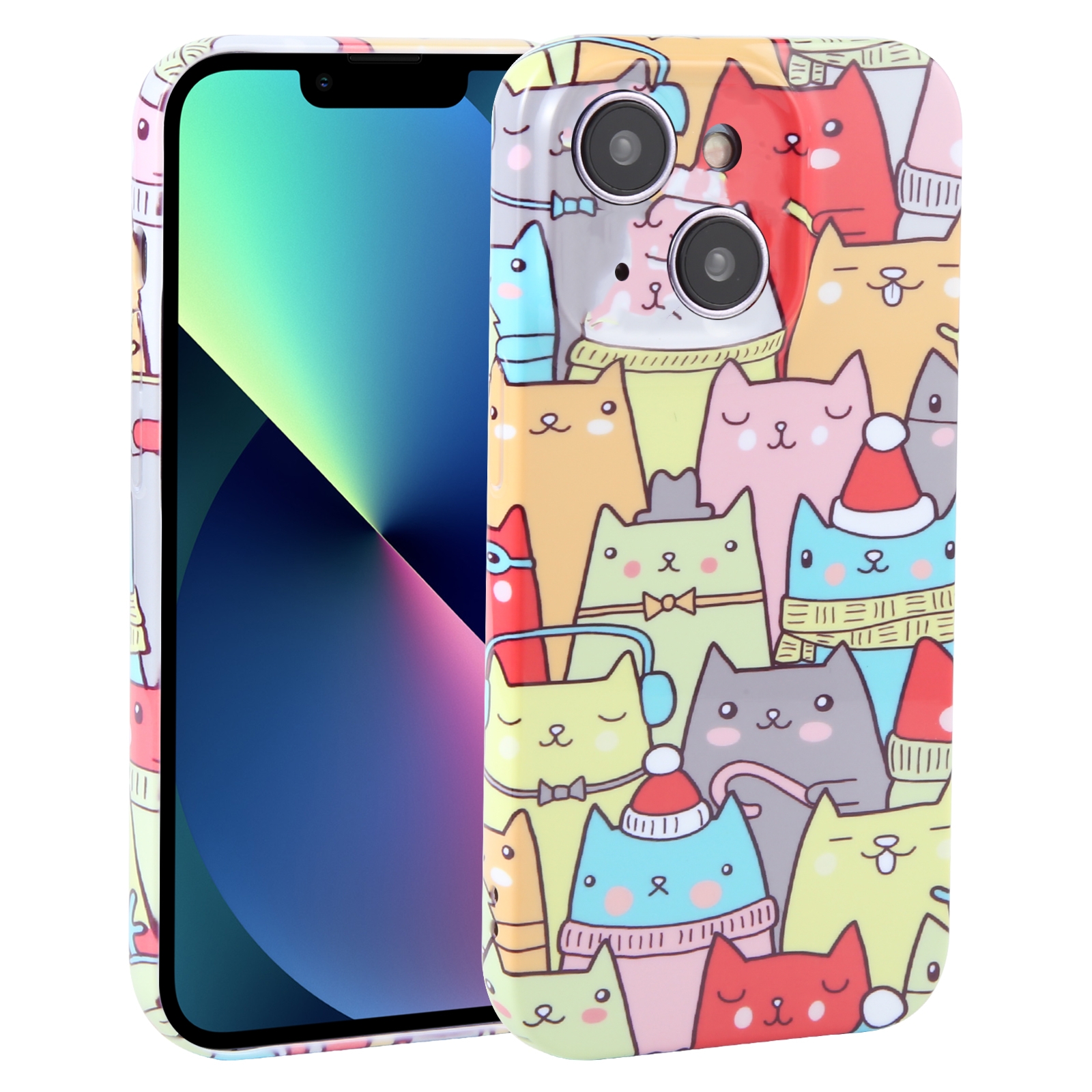 For iPhone 13 mini Dustproof Net Full Coverage PC Phone Case(Cats) For iPhone 13 mini Dustproof Net Full Coverage PC Phone Case(Cats)