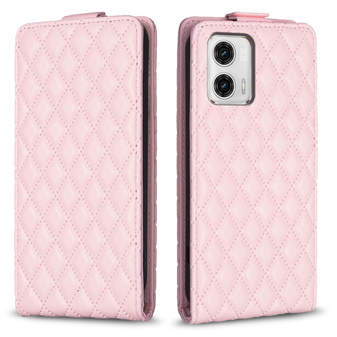 For Motorola Moto G73 5G Diamond Lattice Vertical Flip Leather Phone Case(Pink)