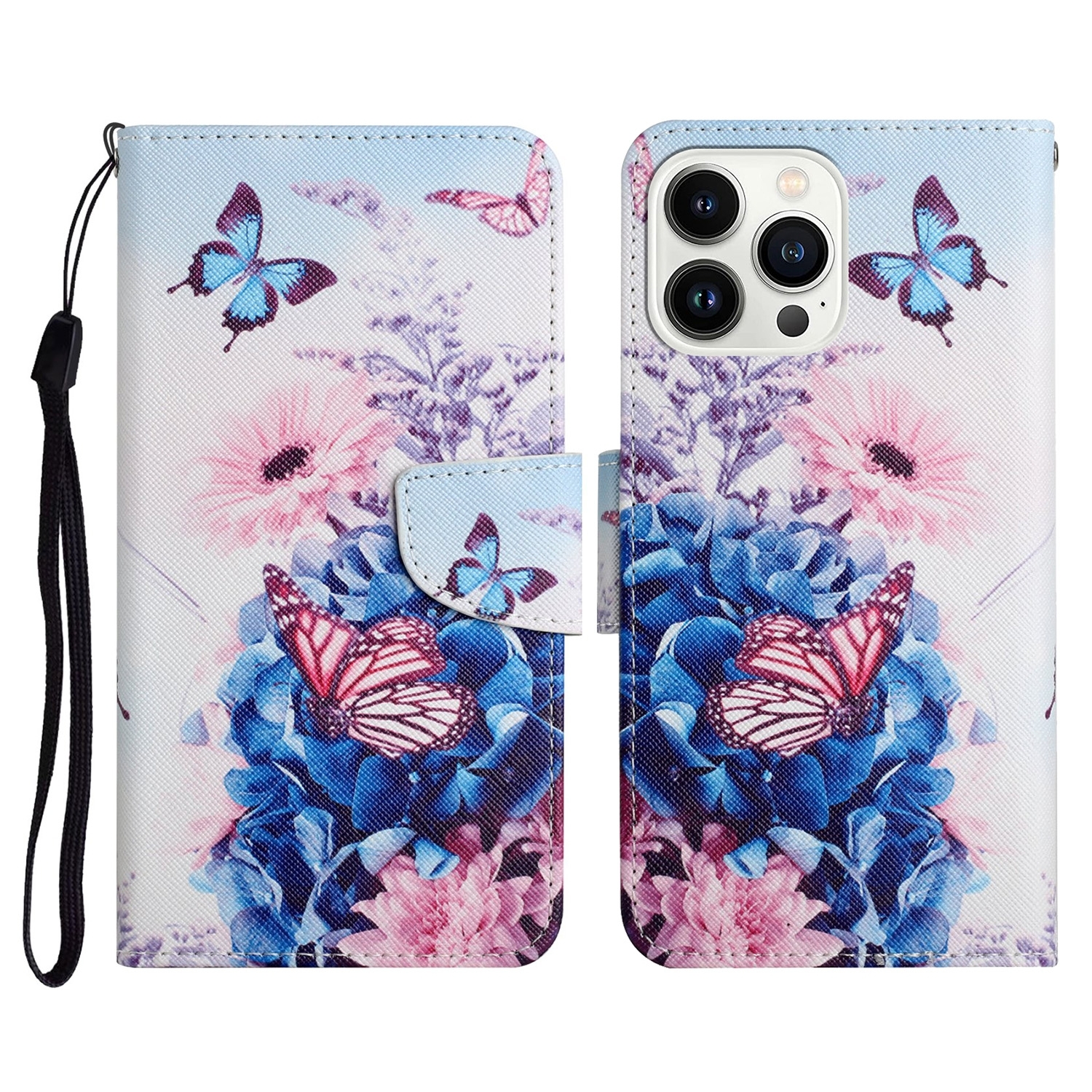 For iPhone 15 Pro 3D Colored Drawing Flip Leather Phone Case(Purple butterfly) For iPhone 15 Pro 3D Colored Drawing Flip Leather Phone Case(Purple butterfly)