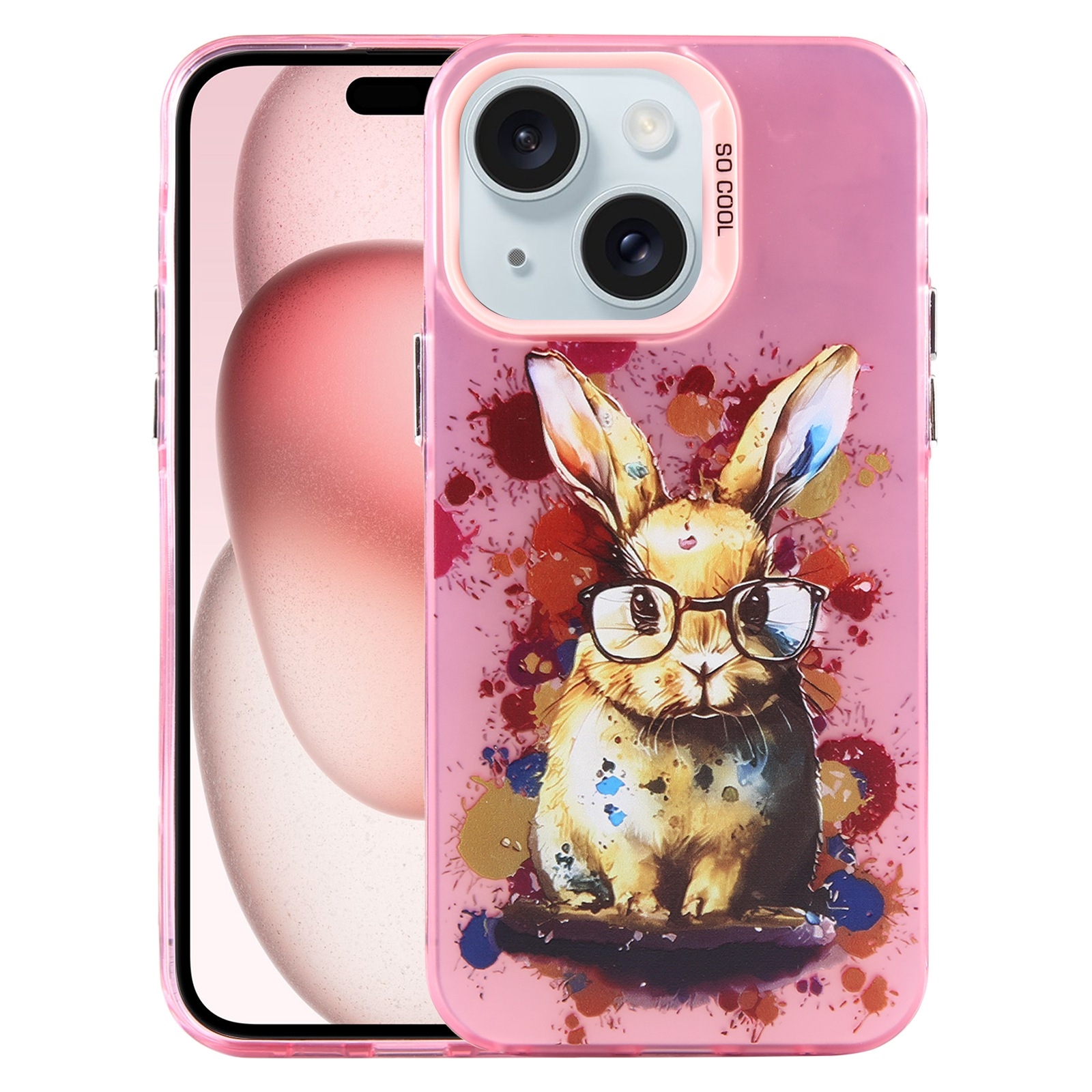 For iPhone 15 Plus Animal Pattern PC Phone Case(Rabbit) For iPhone 15 Plus Animal Pattern PC Phone Case(Rabbit)