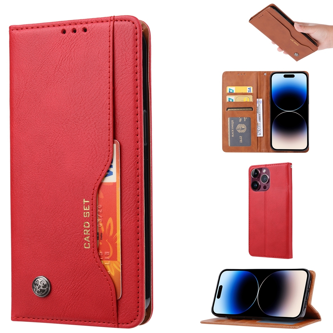 For iPhone 15 Pro Knead Skin Texture Flip Leather Phone Case(Red) For iPhone 15 Pro Knead Skin Texture Flip Leather Phone Case(Red)