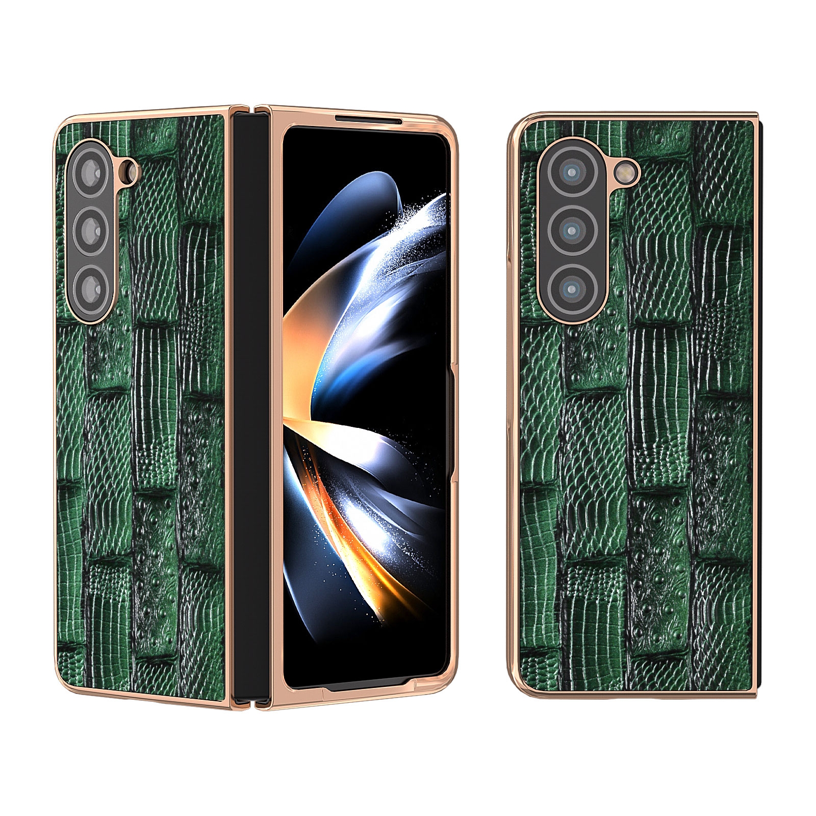 For Samsung Galaxy Z Fold5 Nano Electroplate Mahjong Texture Leather Phone Case(Green) For Samsung Galaxy Z Fold5 Nano Electroplate Mahjong Texture Leather Phone Case(Green)
