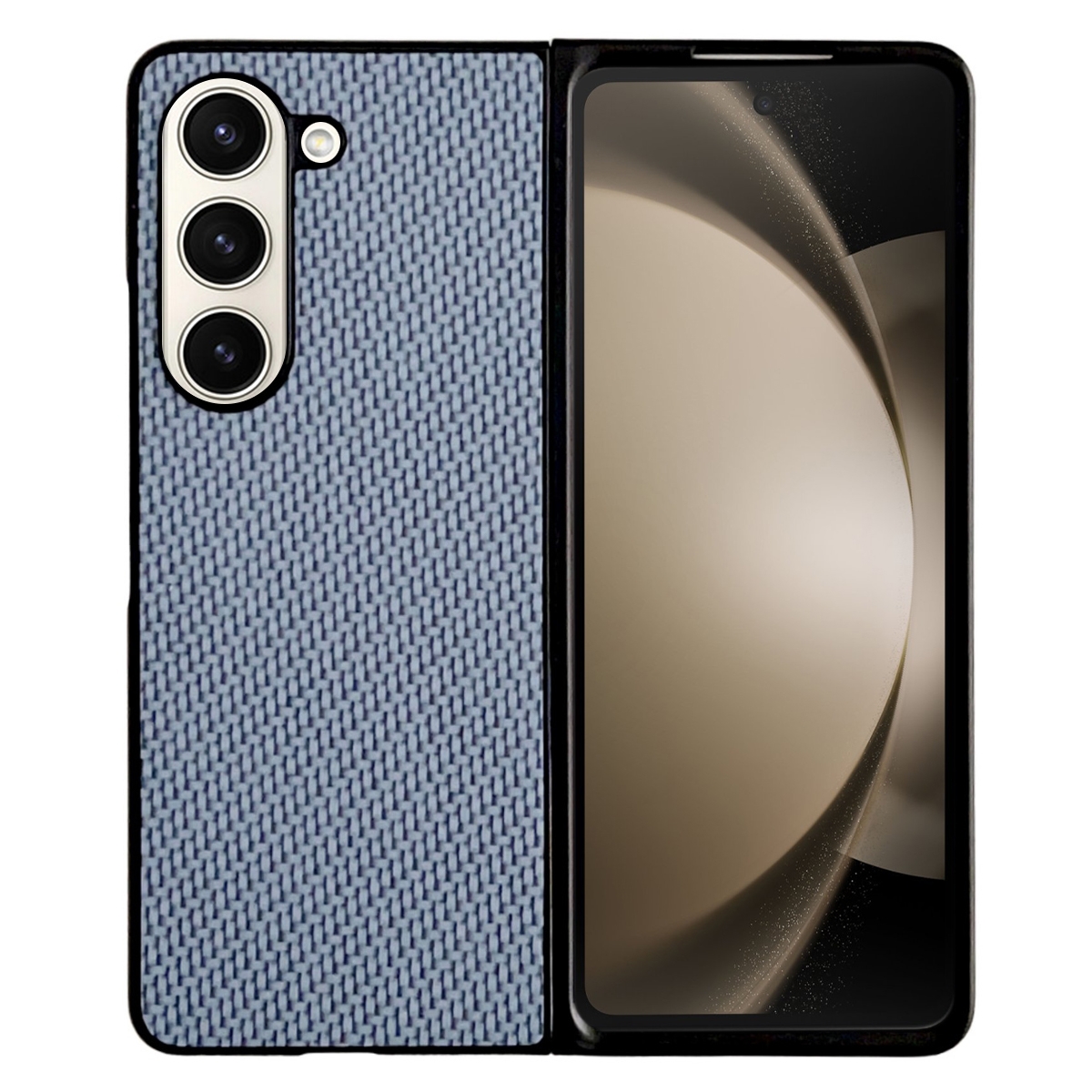 For Samsung Galaxy Z Fold5 Braided Leather Texture PC Phone Case(Blue) For Samsung Galaxy Z Fold5 Braided Leather Texture PC Phone Case(Blue)