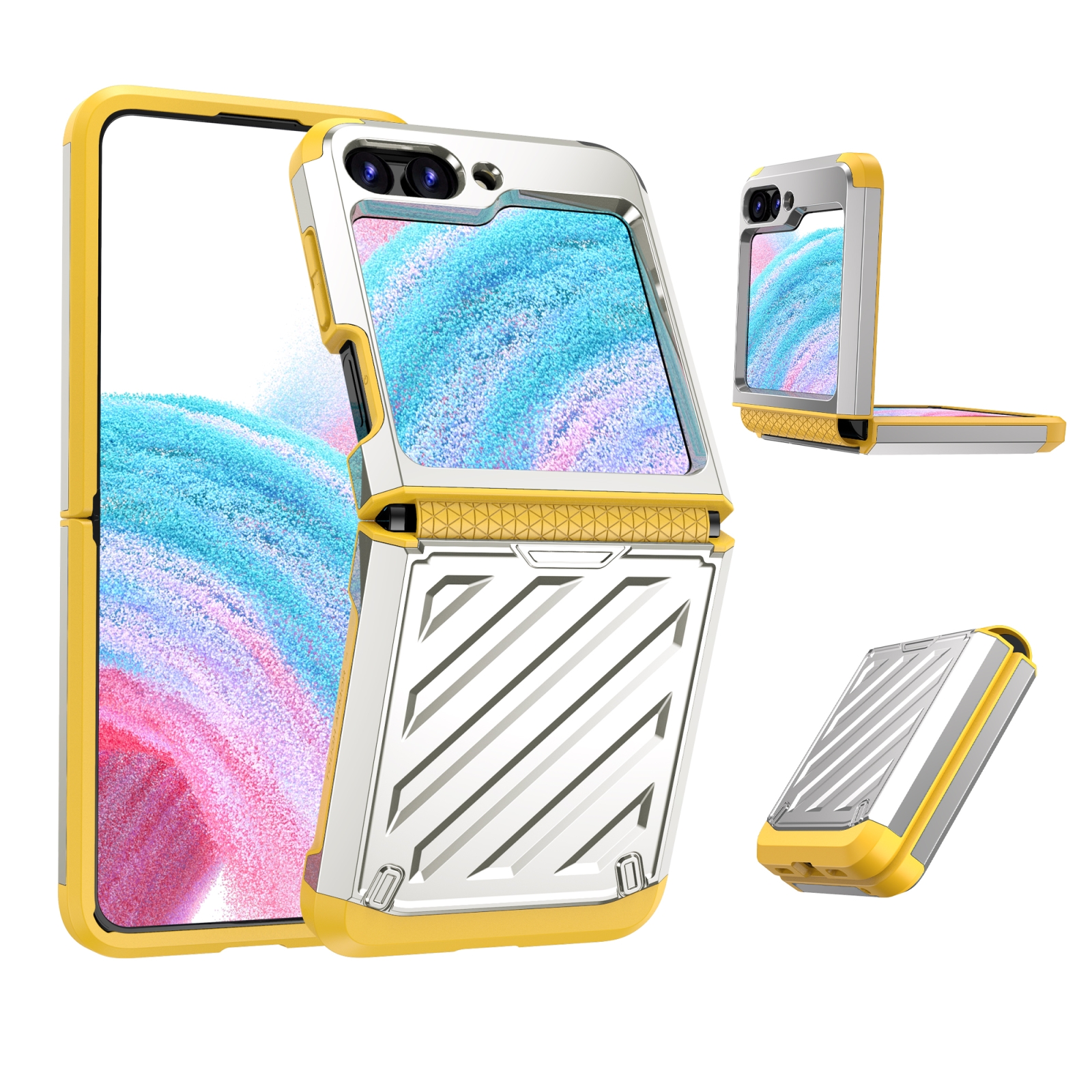 For Samsung Galaxy Z Flip5 2 in 1 Color Contrast TPU Hybrid PC Phone Case(Silver) For Samsung Galaxy Z Flip5 2 in 1 Color Contrast TPU Hybrid PC Phone Case(Silver)