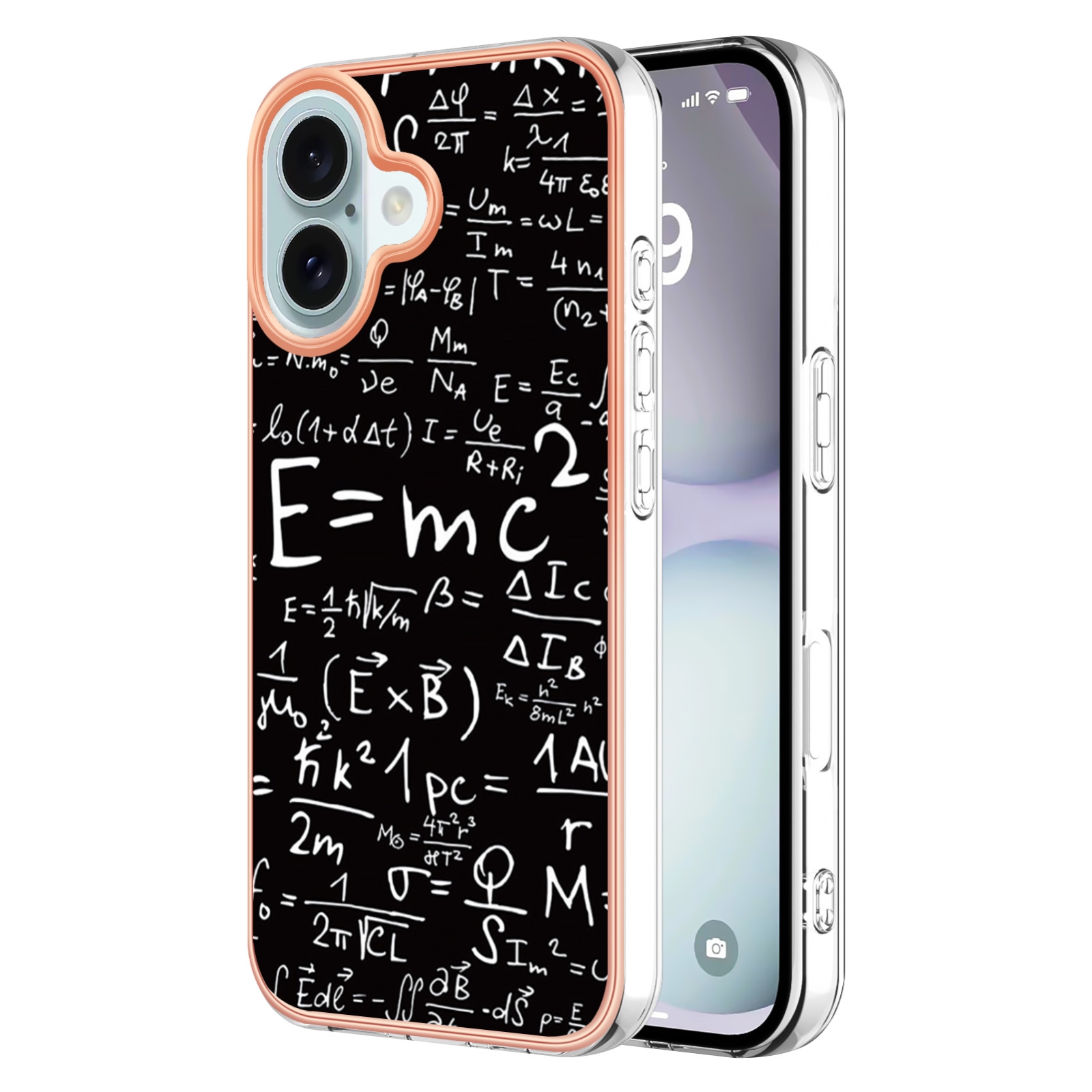 For iPhone 16 Plus Electroplating Marble Dual-side IMD Phone Case(Equation) For iPhone 16 Plus Electroplating Marble Dual-side IMD Phone Case(Equation)