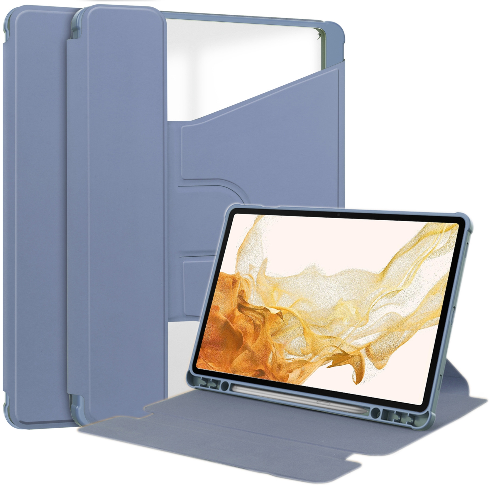 For Samsung Galaxy Tab S9 360 Rotation Transparent Smart Leather Case(Lavender) For Samsung Galaxy Tab S9 360 Rotation Transparent Smart Leather Case(Lavender)