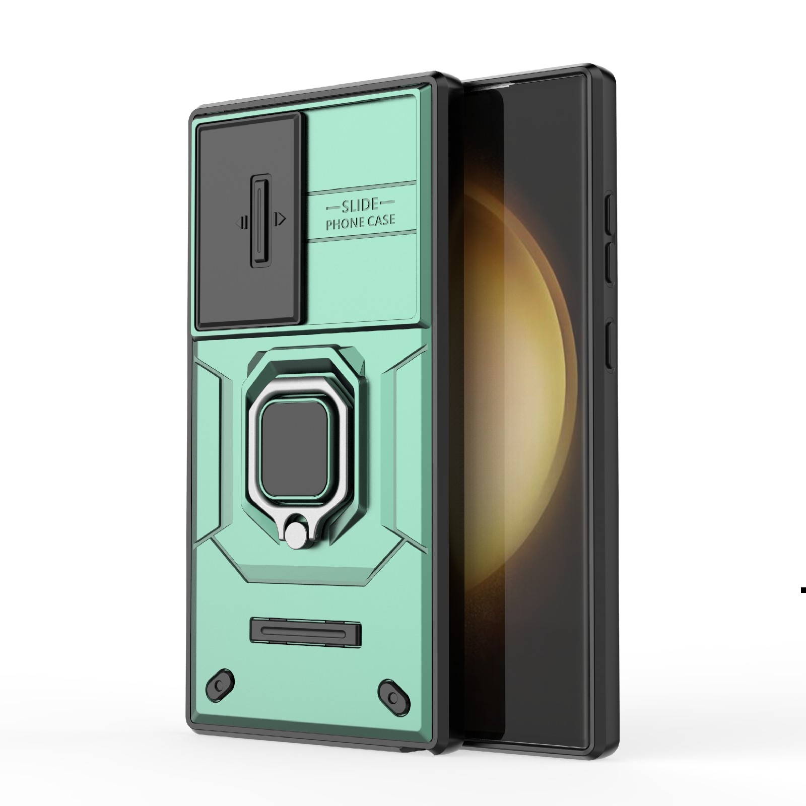 For Samsung Galaxy S24 Ultra 5G Sliding Camshield TPU + PC Shockproof Phone Case with Holder(Green) For Samsung Galaxy S24 Ultra 5G Sliding Camshield TPU + PC Shockproof Phone Case with Holder(Green)