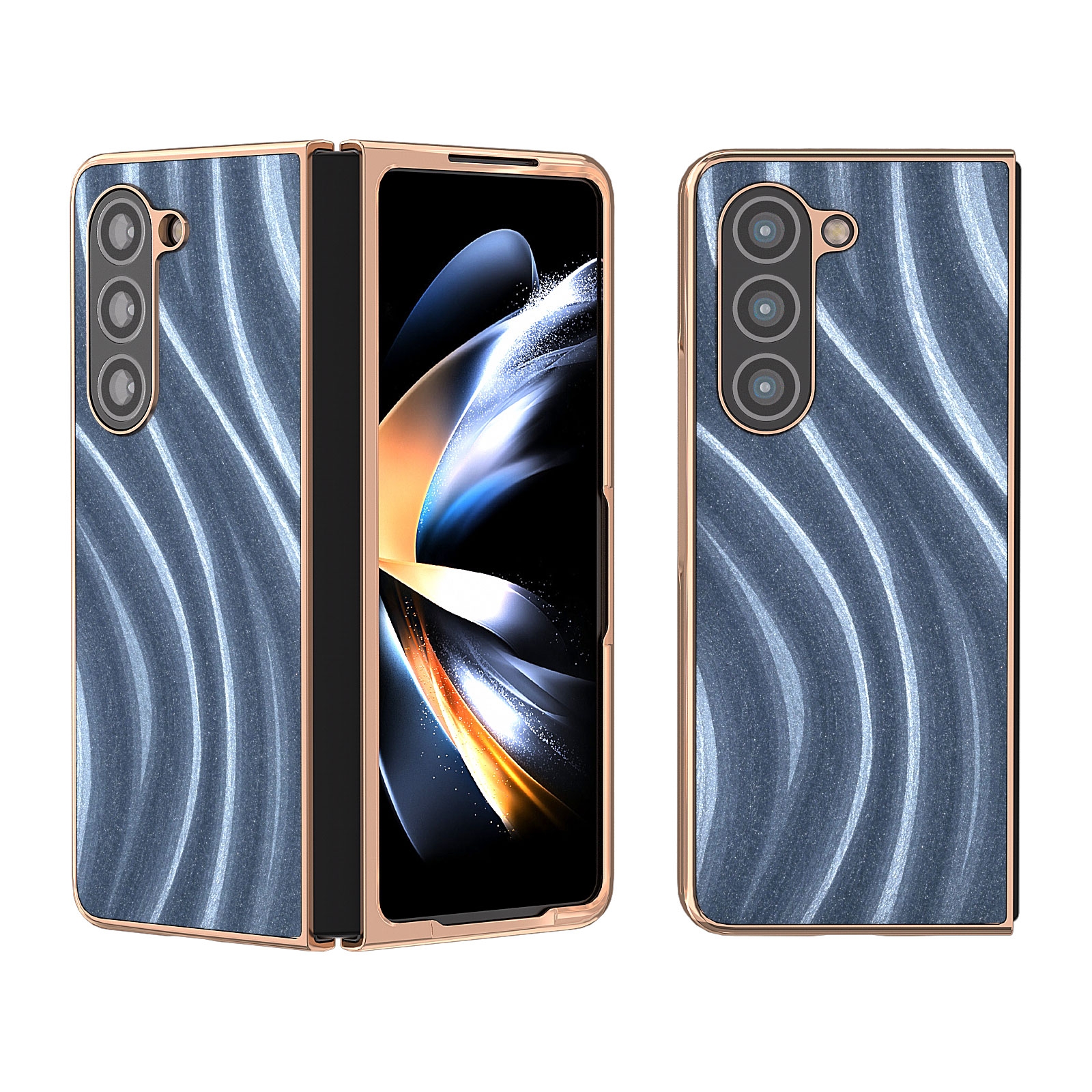 For Samsung Galaxy Z Fold5 Nano Electroplating Galactic Pattern Protective Phone Case(Blue) For Samsung Galaxy Z Fold5 Nano Electroplating Galactic Pattern Protective Phone Case(Blue)