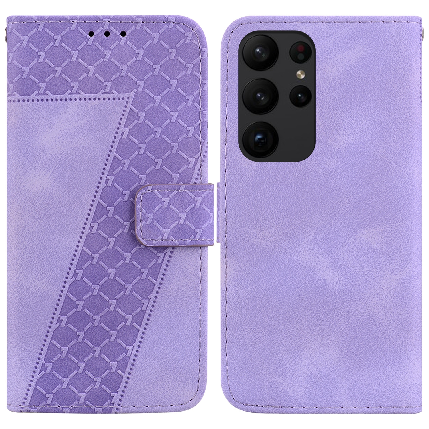 For Samsung Galaxy S23 Ultra 5G Seven-shaped Embossed Leather Phone Case(Purple) For Samsung Galaxy S23 Ultra 5G Seven-shaped Embossed Leather Phone Case(Purple)