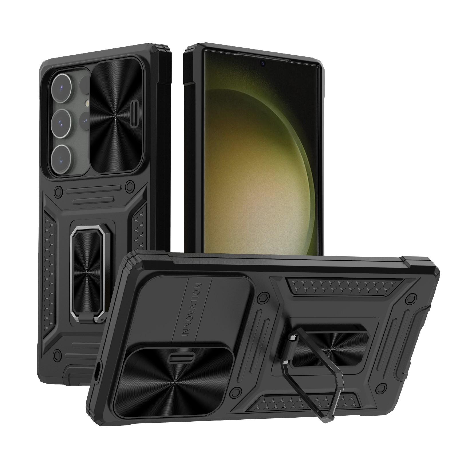 For Samsung Galaxy S24 Ultra 5G Camshield Robot TPU Hybrid PC Phone Case(Black) For Samsung Galaxy S24 Ultra 5G Camshield Robot TPU Hybrid PC Phone Case(Black)