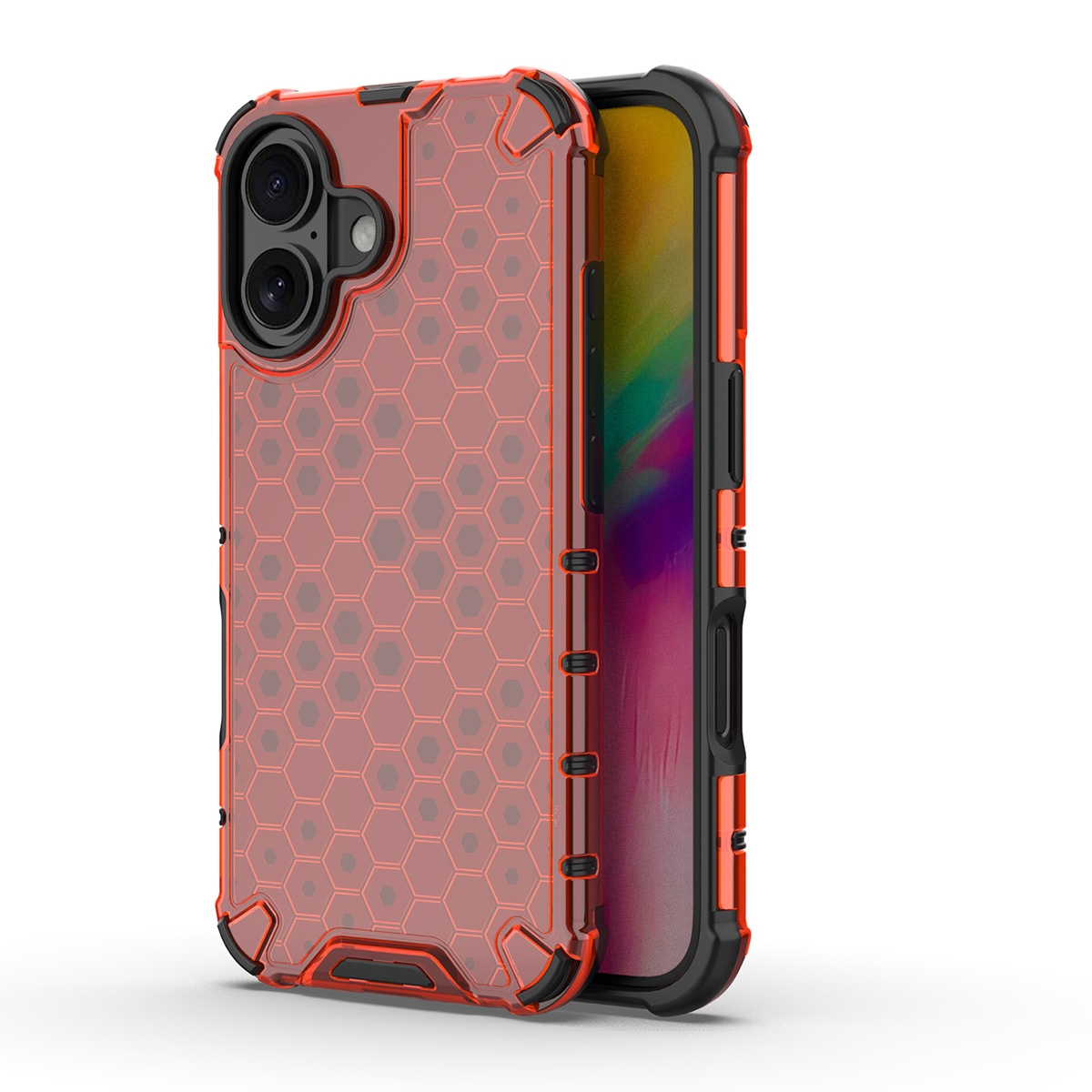 For iPhone 16 Honeycomb Shockproof Phone Case(Red) For iPhone 16 Honeycomb Shockproof Phone Case(Red)