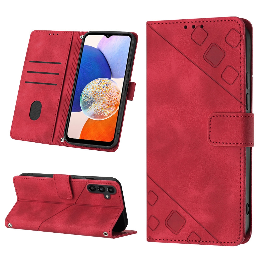 For Samsung Galaxy S23 FE 5G Skin-feel Embossed Leather Phone Case(Red) For Samsung Galaxy S23 FE 5G Skin-feel Embossed Leather Phone Case(Red)