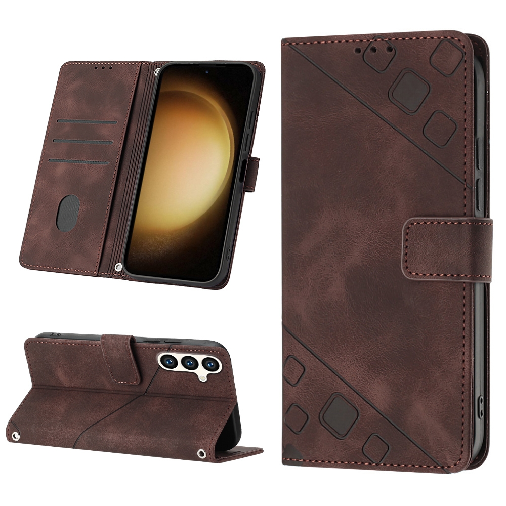 For Samsung Galaxy S24 5G Skin-feel Embossed Leather Phone Case(Brown) For Samsung Galaxy S24 5G Skin-feel Embossed Leather Phone Case(Brown)