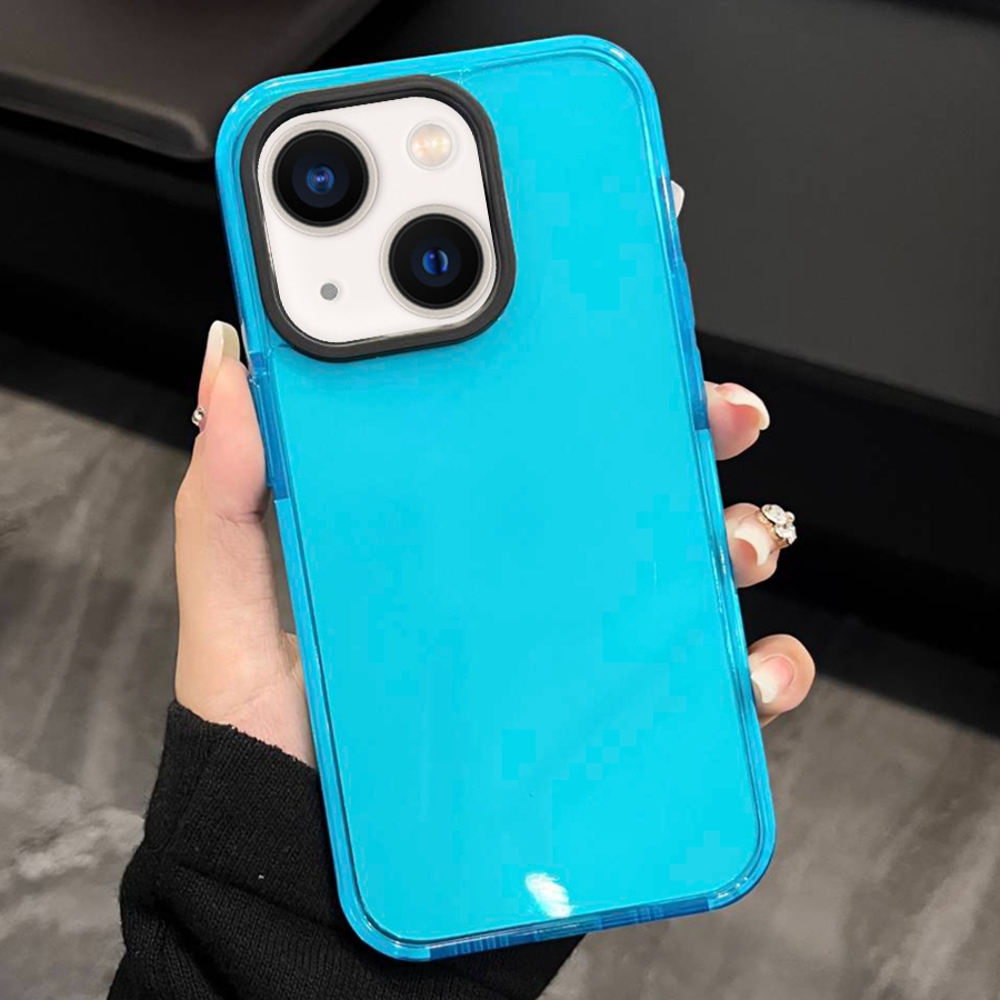 For iPhone 13 2 in 1 Fluorescent Transparent TPU Phone Case(Blue) For iPhone 13 2 in 1 Fluorescent Transparent TPU Phone Case(Blue)