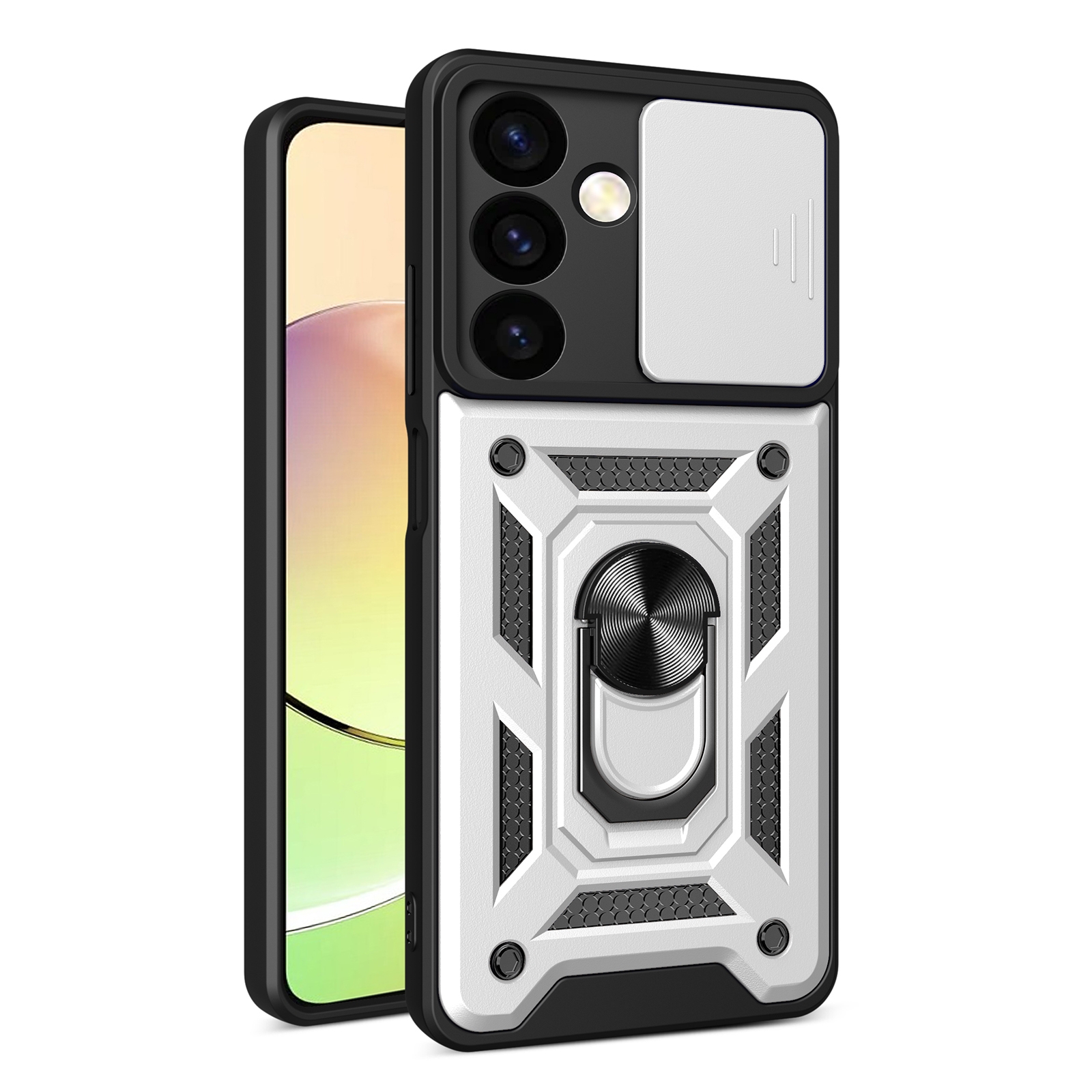 For Samsung Galaxy S24 5G Sliding Camera Cover Design TPU+PC Phone Case(Silver) For Samsung Galaxy S24 5G Sliding Camera Cover Design TPU+PC Phone Case(Silver)