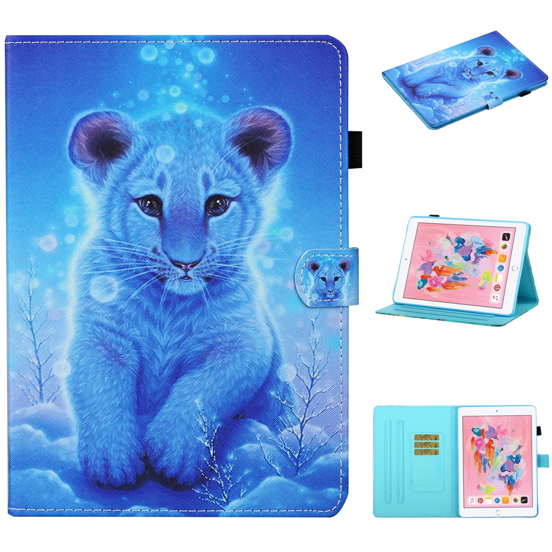 For iPad Air 2 Colored Drawing Stitching Horizontal Flip Leather Case with Holder & Card Slots & Sleep / Wake-up Function & Anti-skid strip(Little Tiger) For iPad Air 2 Colored Drawing Stitching Horizontal Flip Leather Case with Holder & Card Slots & Sleep / Wake-up Function & Anti-skid strip(Little Tiger)