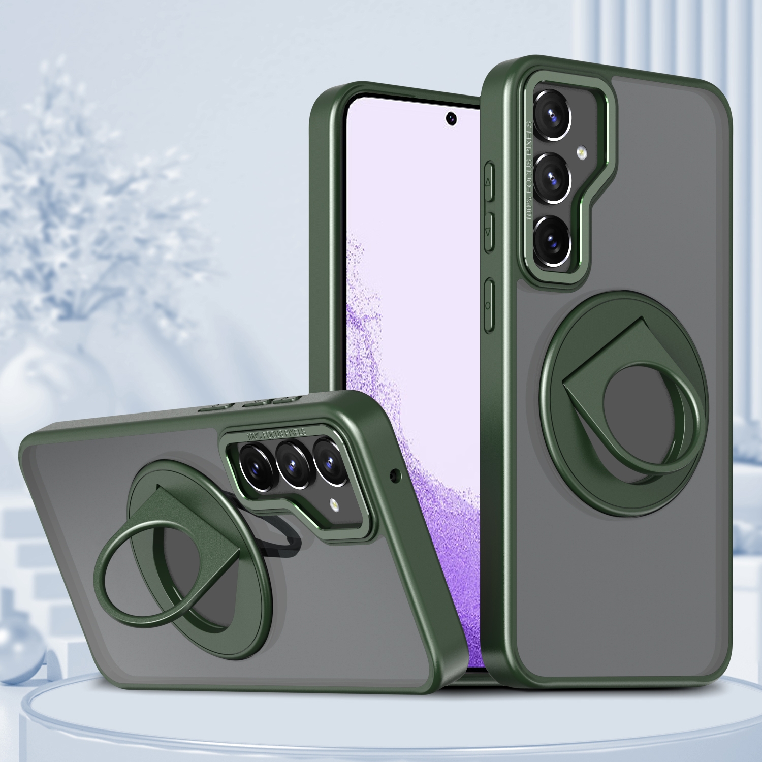 For Samsung Galaxy S22 5G Rotating Ring Magnetic Holder Phone Case(Green) For Samsung Galaxy S22 5G Rotating Ring Magnetic Holder Phone Case(Green)