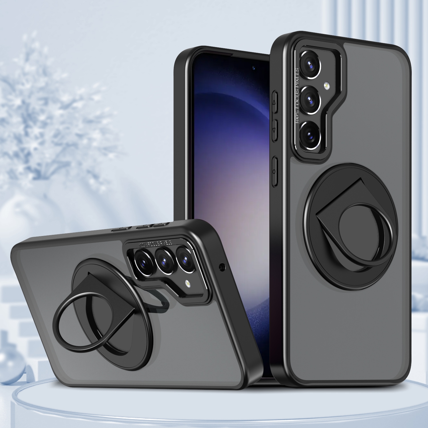 For Samsung Galaxy S23+ 5G Rotating Ring Magnetic Holder Phone Case(Black) For Samsung Galaxy S23+ 5G Rotating Ring Magnetic Holder Phone Case(Black)