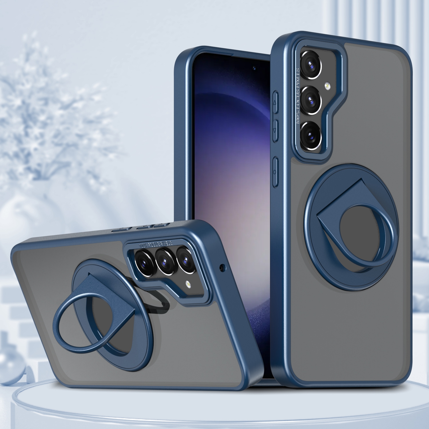 For Samsung Galaxy S23+ 5G Rotating Ring Magnetic Holder Phone Case(Blue) For Samsung Galaxy S23+ 5G Rotating Ring Magnetic Holder Phone Case(Blue)
