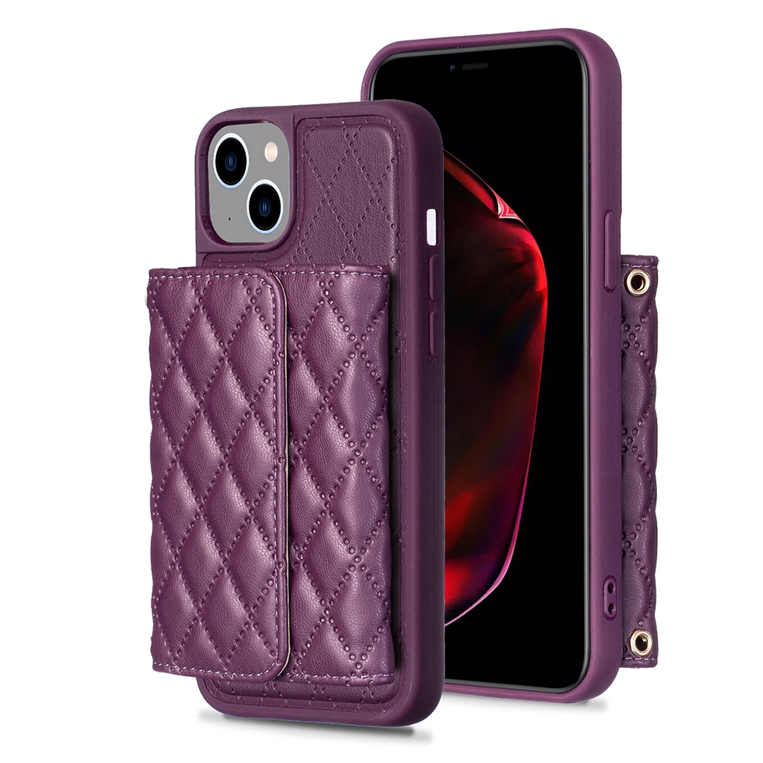For iPhone 15 Plus Horizontal Wallet Rhombic Leather Phone Case(Dark Purple) For iPhone 15 Plus Horizontal Wallet Rhombic Leather Phone Case(Dark Purple)