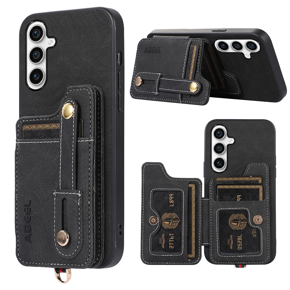 For Samsung Galaxy S23 FE 5G ABEEL Litchi Texture Card Bag PU Phone Case(Black) For Samsung Galaxy S23 FE 5G ABEEL Litchi Texture Card Bag PU Phone Case(Black)