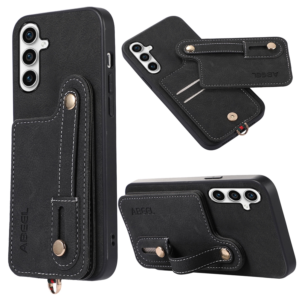 For Samsung Galaxy S23 FE 5G ABEEL Litchi Texture Card Bag PU Phone Case(Black) For Samsung Galaxy S23 FE 5G ABEEL Litchi Texture Card Bag PU Phone Case(Black)