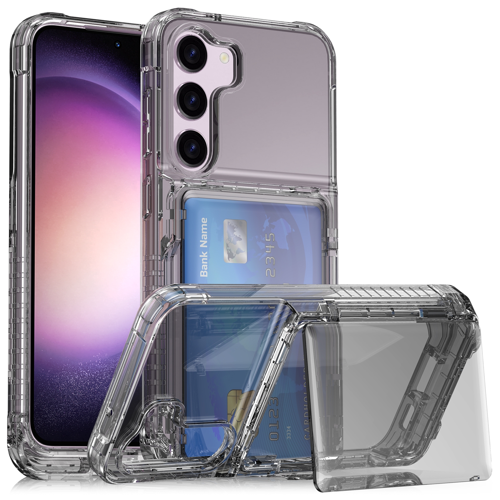 For Samsung Galaxy S23+ 5G Crystal Clear Flip Card Slot Phone Case(Transparent Black) For Samsung Galaxy S23+ 5G Crystal Clear Flip Card Slot Phone Case(Transparent Black)