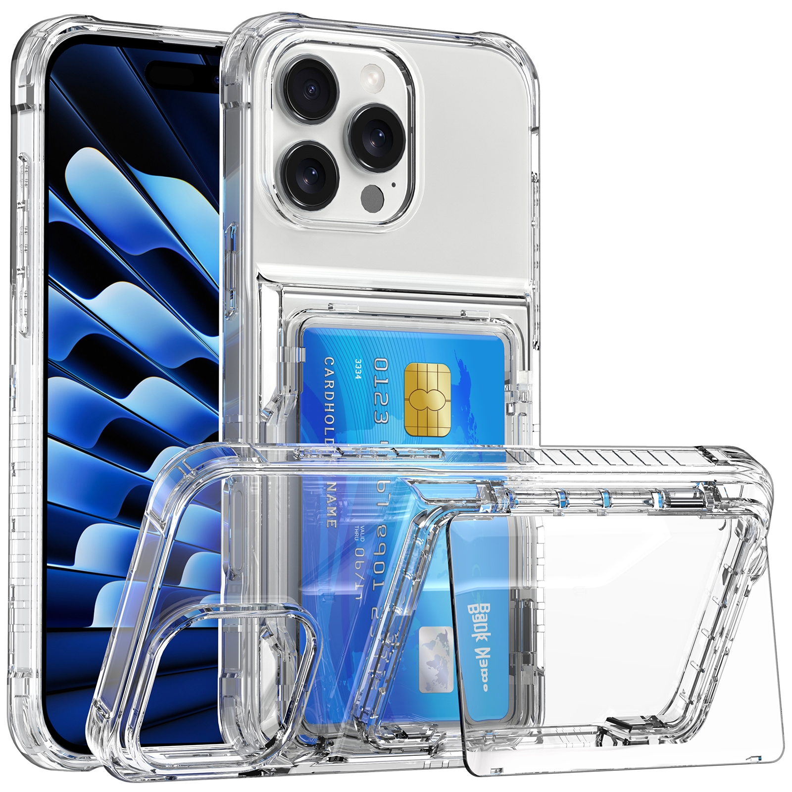 For iPhone 16 Pro Max Crystal Clear Flip Card Slot Phone Case(Transparent) For iPhone 16 Pro Max Crystal Clear Flip Card Slot Phone Case(Transparent)