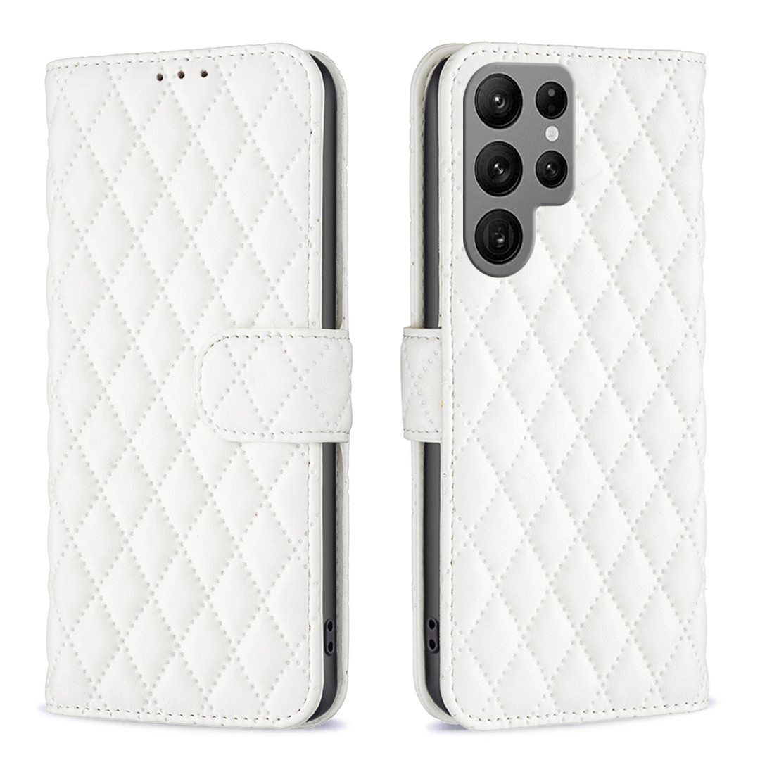 For Samsung Galaxy S24 Ultra 5G Diamond Lattice Wallet Flip Leather Phone Case(White) For Samsung Galaxy S24 Ultra 5G Diamond Lattice Wallet Flip Leather Phone Case(White)