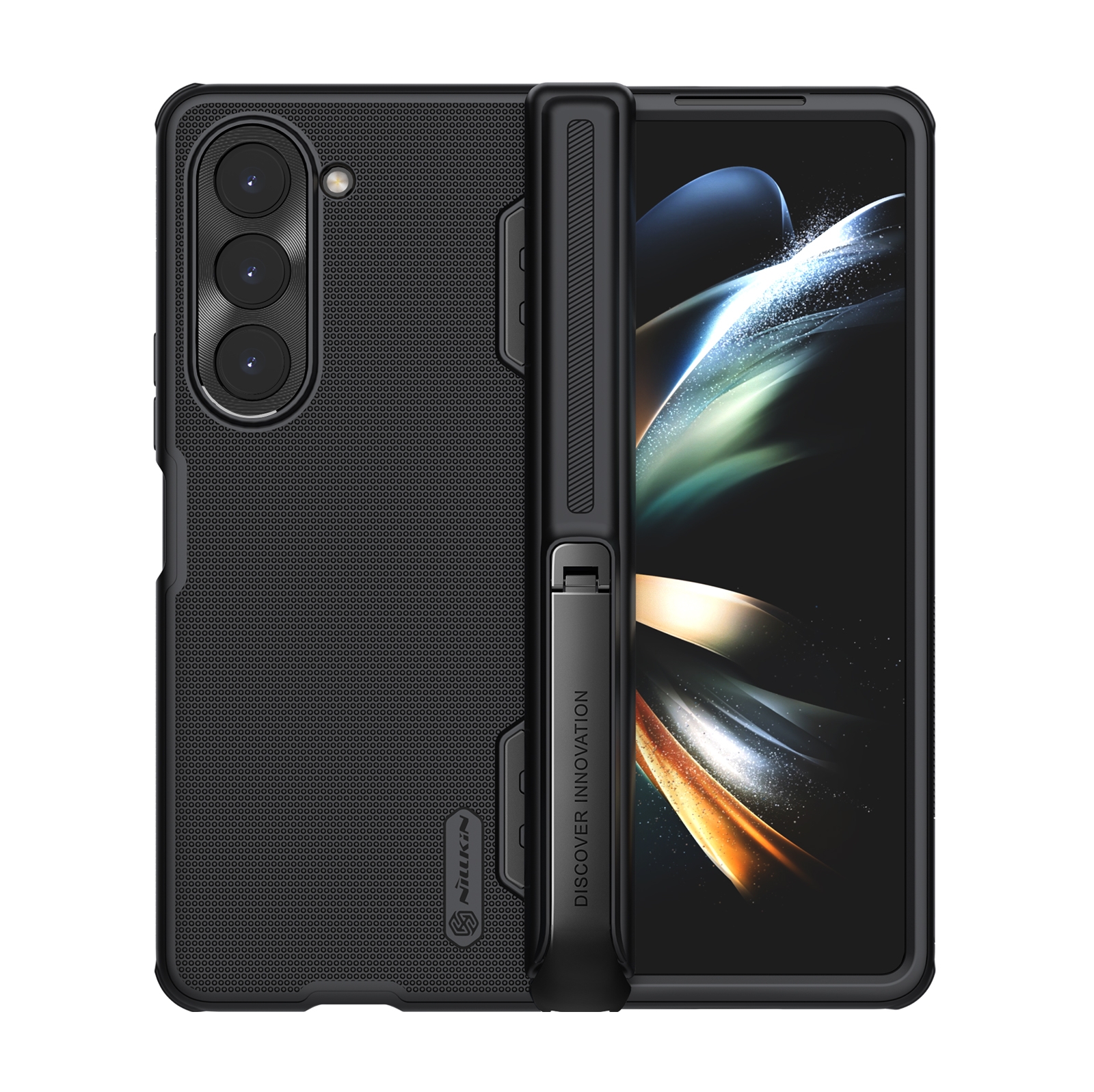 For Samsung Galaxy Z Fold5 NILLKIN Frosted Fold PC + TPU Phone Case with Holder(Black) For Samsung Galaxy Z Fold5 NILLKIN Frosted Fold PC + TPU Phone Case with Holder(Black)
