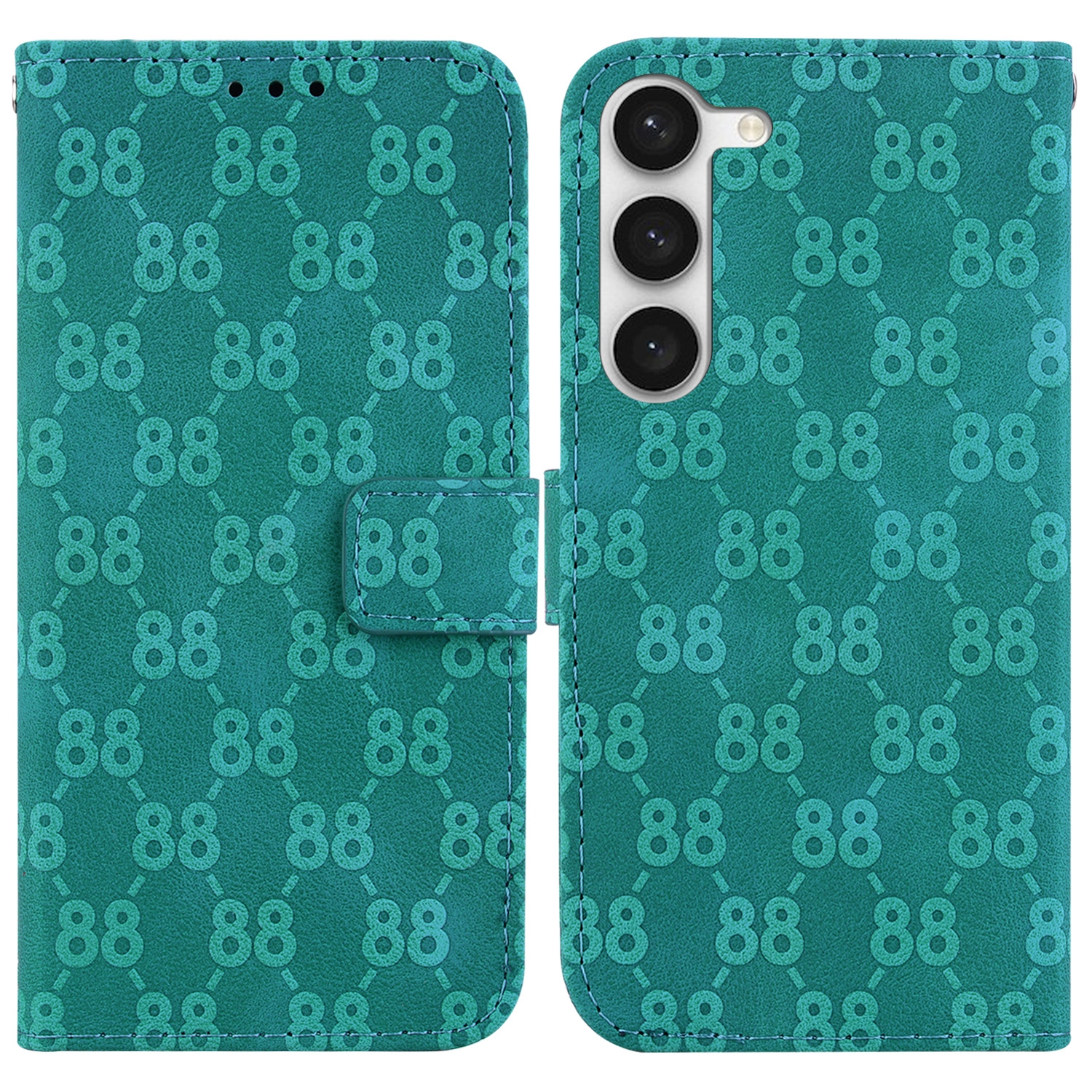For Samsung Galaxy S23+ 5G Double 8-shaped Embossed Leather Phone Case(Green) For Samsung Galaxy S23+ 5G Double 8-shaped Embossed Leather Phone Case(Green)