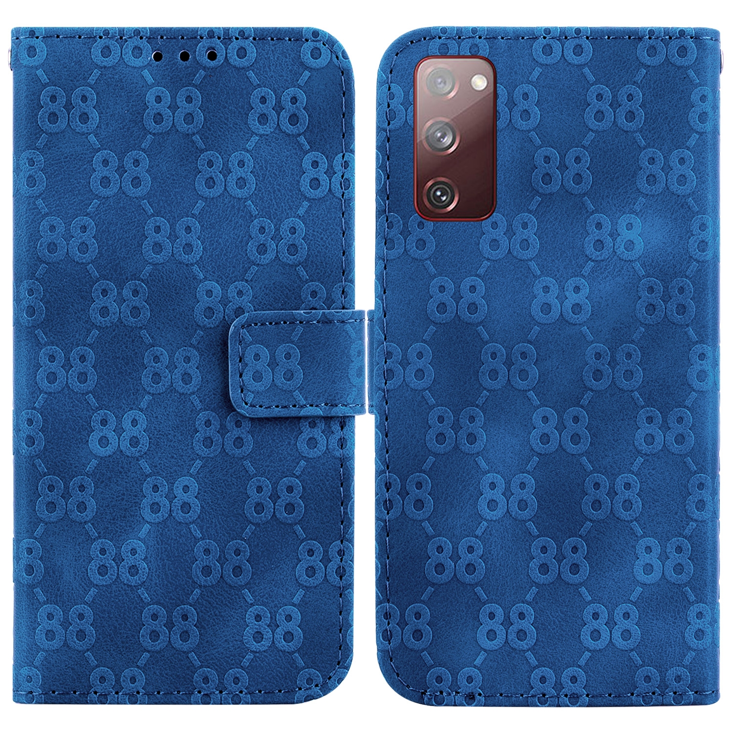 For Samsung Galaxy S20 FE 4G / 5G Double 8-shaped Embossed Leather Phone Case(Blue) For Samsung Galaxy S20 FE 4G / 5G Double 8-shaped Embossed Leather Phone Case(Blue)