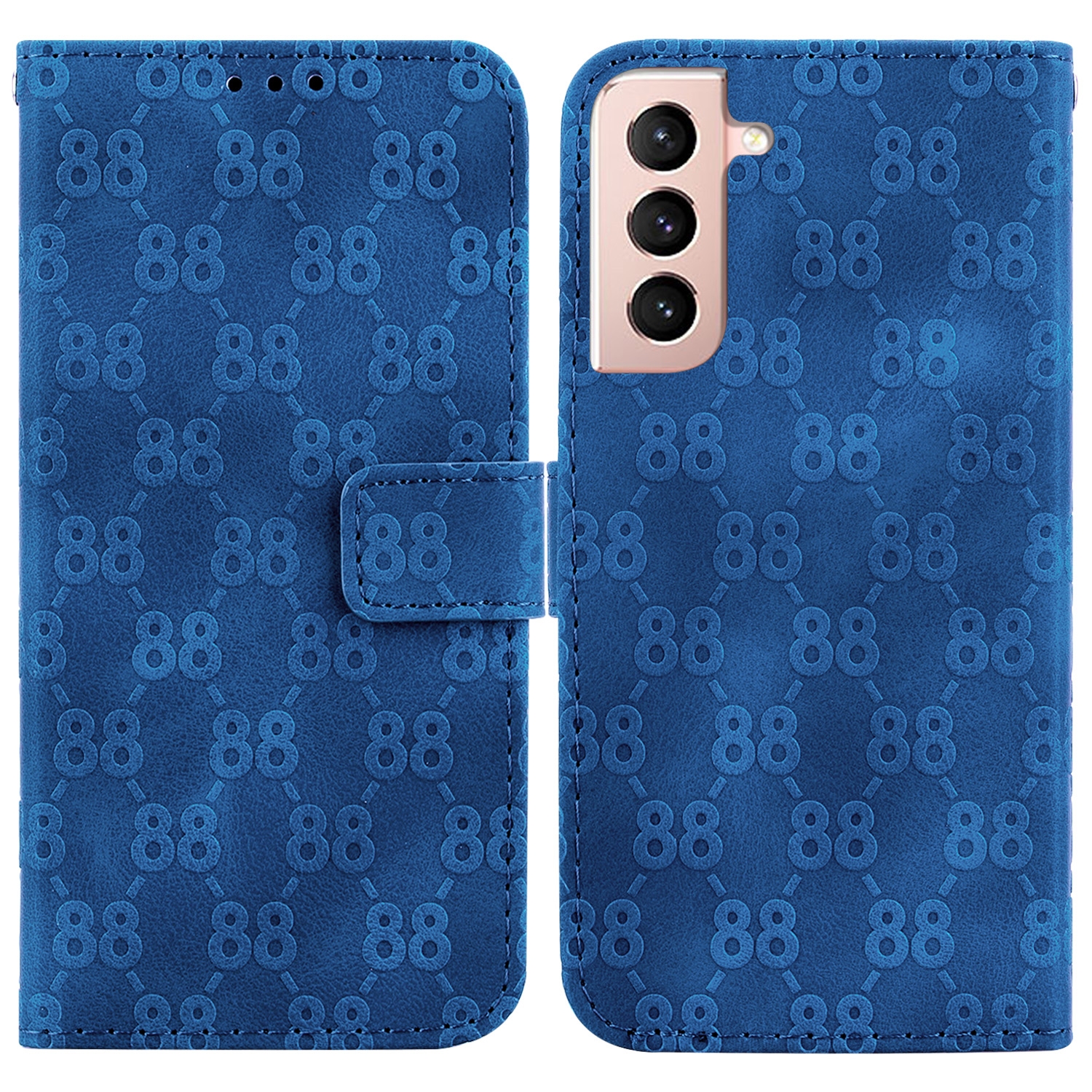 For Samsung Galaxy S22 5G Double 8-shaped Embossed Leather Phone Case(Blue) For Samsung Galaxy S22 5G Double 8-shaped Embossed Leather Phone Case(Blue)