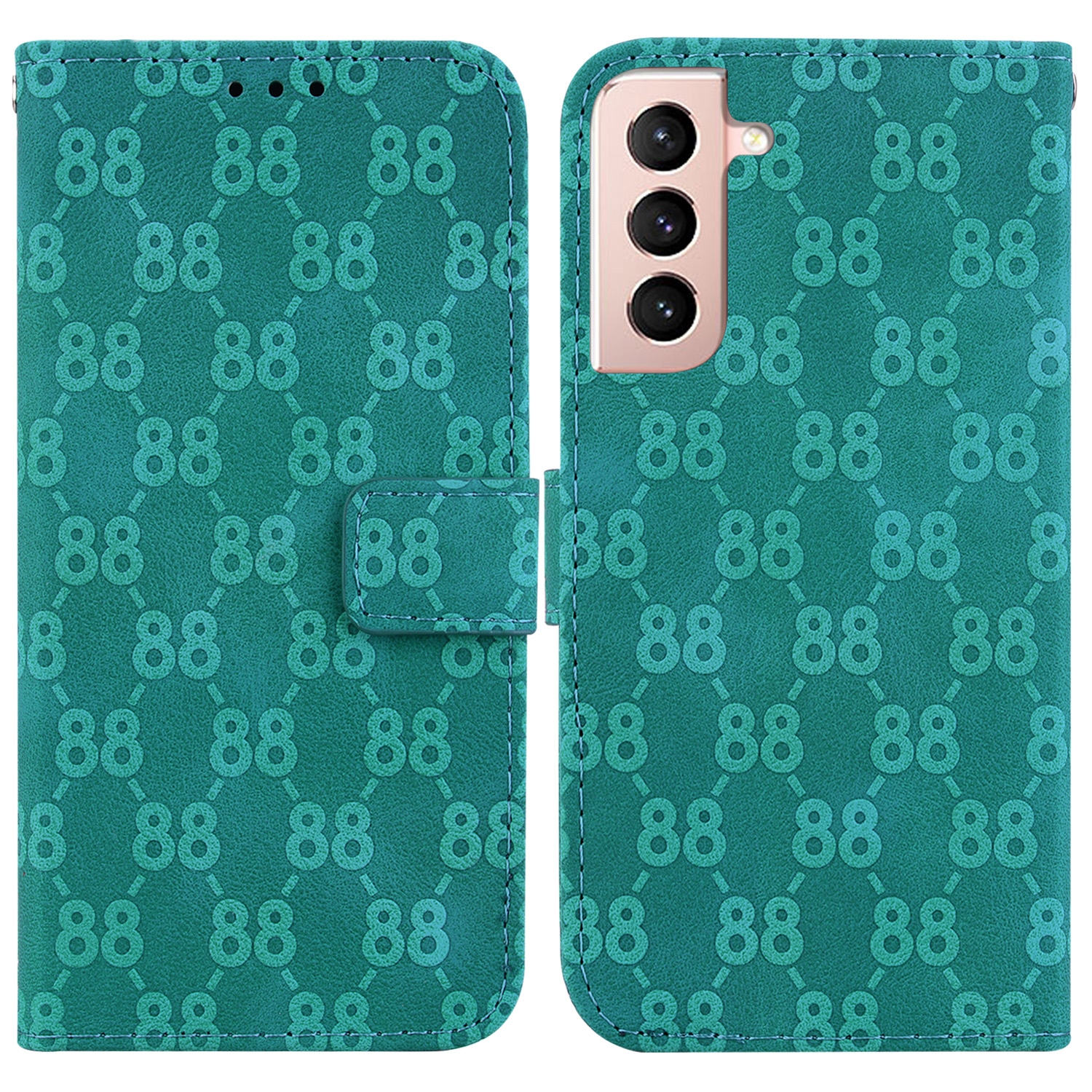For Samsung Galaxy S21 5G Double 8-shaped Embossed Leather Phone Case(Green) For Samsung Galaxy S21 5G Double 8-shaped Embossed Leather Phone Case(Green)