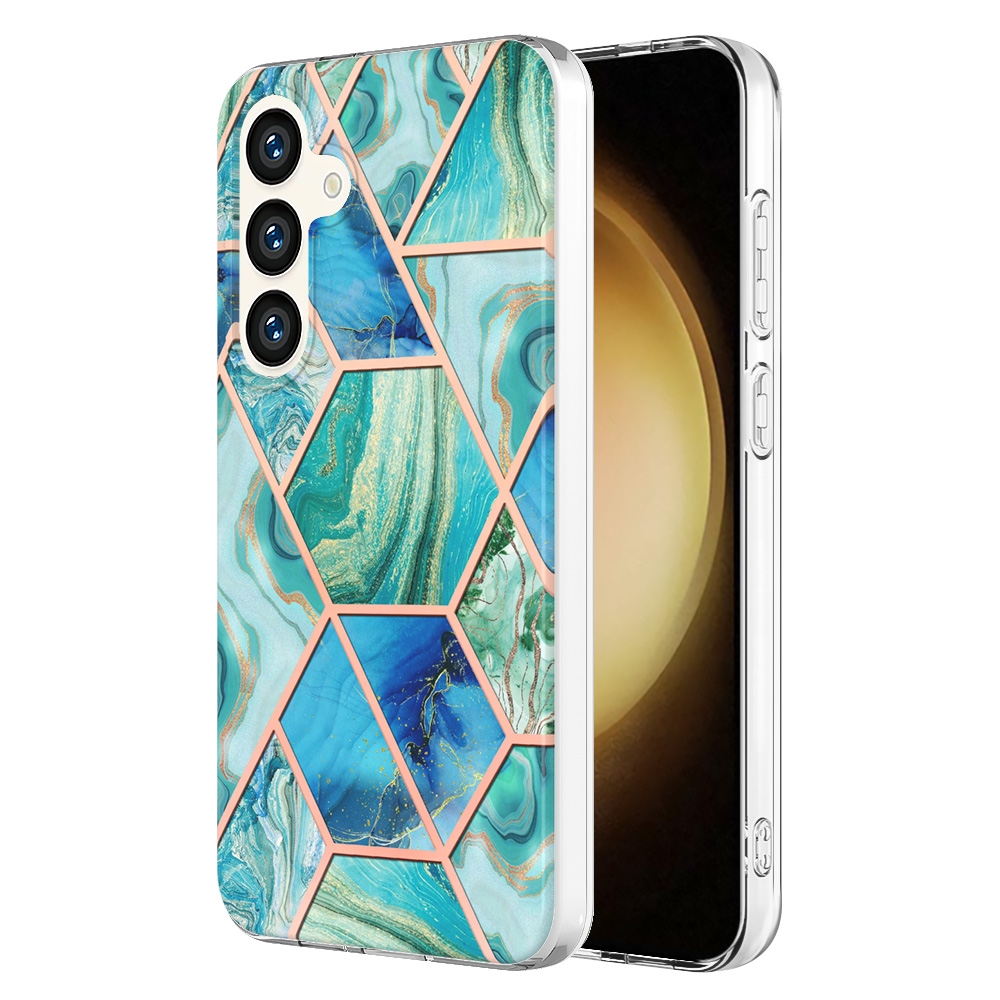 For Samsung Galaxy S24 5G Electroplating Splicing Marble TPU Phone Case(Green) For Samsung Galaxy S24 5G Electroplating Splicing Marble TPU Phone Case(Green)