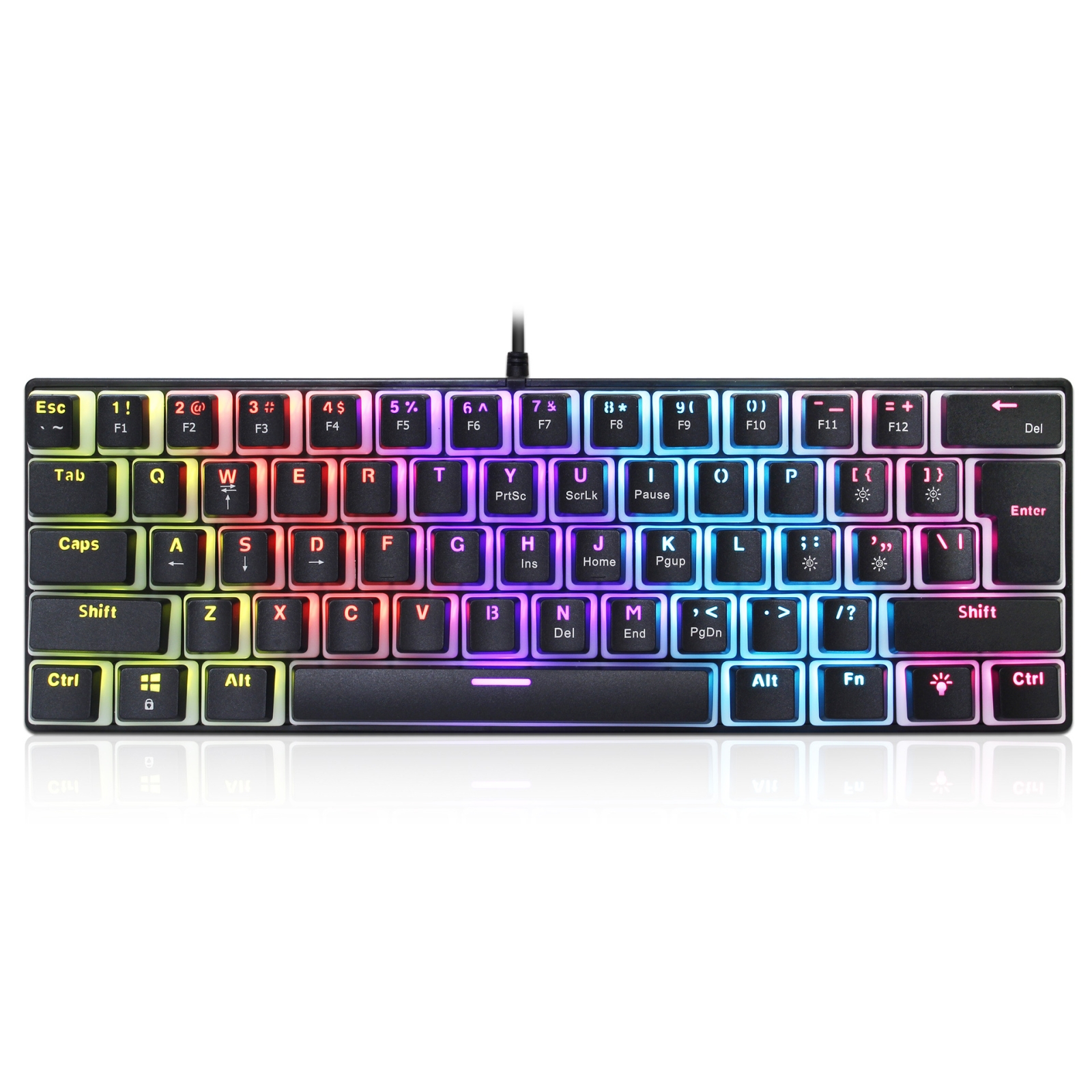 HXSJ L700 Wired RGB Mechanical Keyboard 61 Pudding Key Caps(Black)