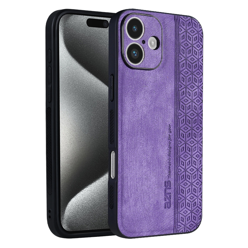 For iPhone 16 Plus AZNS 3D Embossed Skin Feel Phone Case(Purple) For iPhone 16 Plus AZNS 3D Embossed Skin Feel Phone Case(Purple)