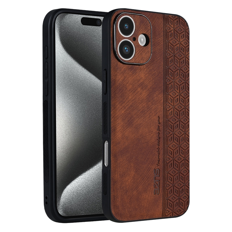 For iPhone 16 AZNS 3D Embossed Skin Feel Phone Case(Brown) For iPhone 16 AZNS 3D Embossed Skin Feel Phone Case(Brown)