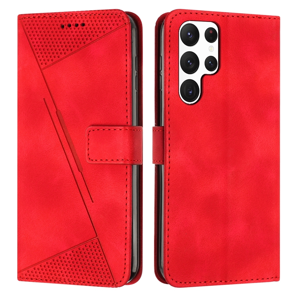 For Samsung Galaxy S23 Ultra 5G Dream Triangle Leather Phone Case with Long Lanyard(Red)