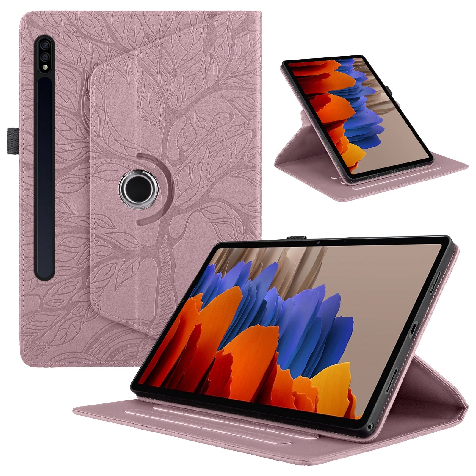 For Samsung Galaxy Tab S10 / S8 / S7 Tree Life Embossed Rotation Leather Tablet Case(Rose Gold) For Samsung Galaxy Tab S10 / S8 / S7 Tree Life Embossed Rotation Leather Tablet Case(Rose Gold)